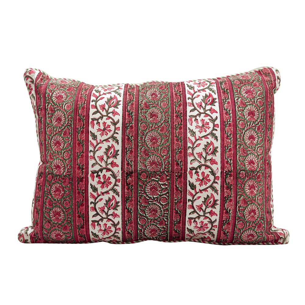 Floral Hand Block Print Traditional Cushion Covers 12"x18" Garden, Patio, Drawing Room, Office, Sofa Cushion Pillow Case…