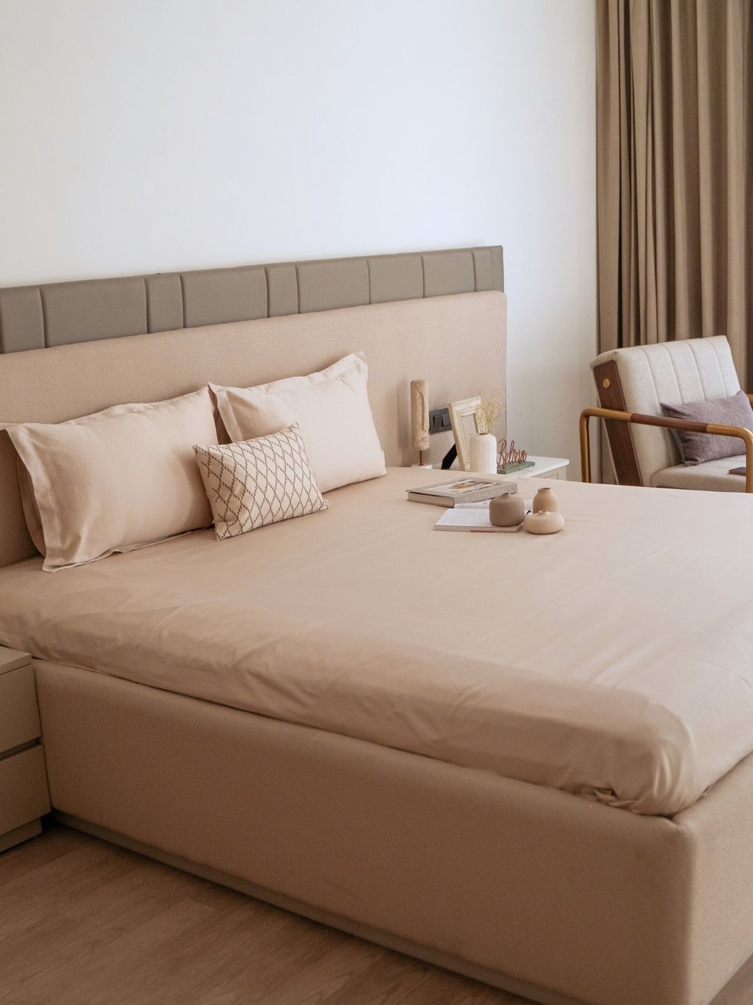 Solasta Oats Beige Treasure Bedsheet Set