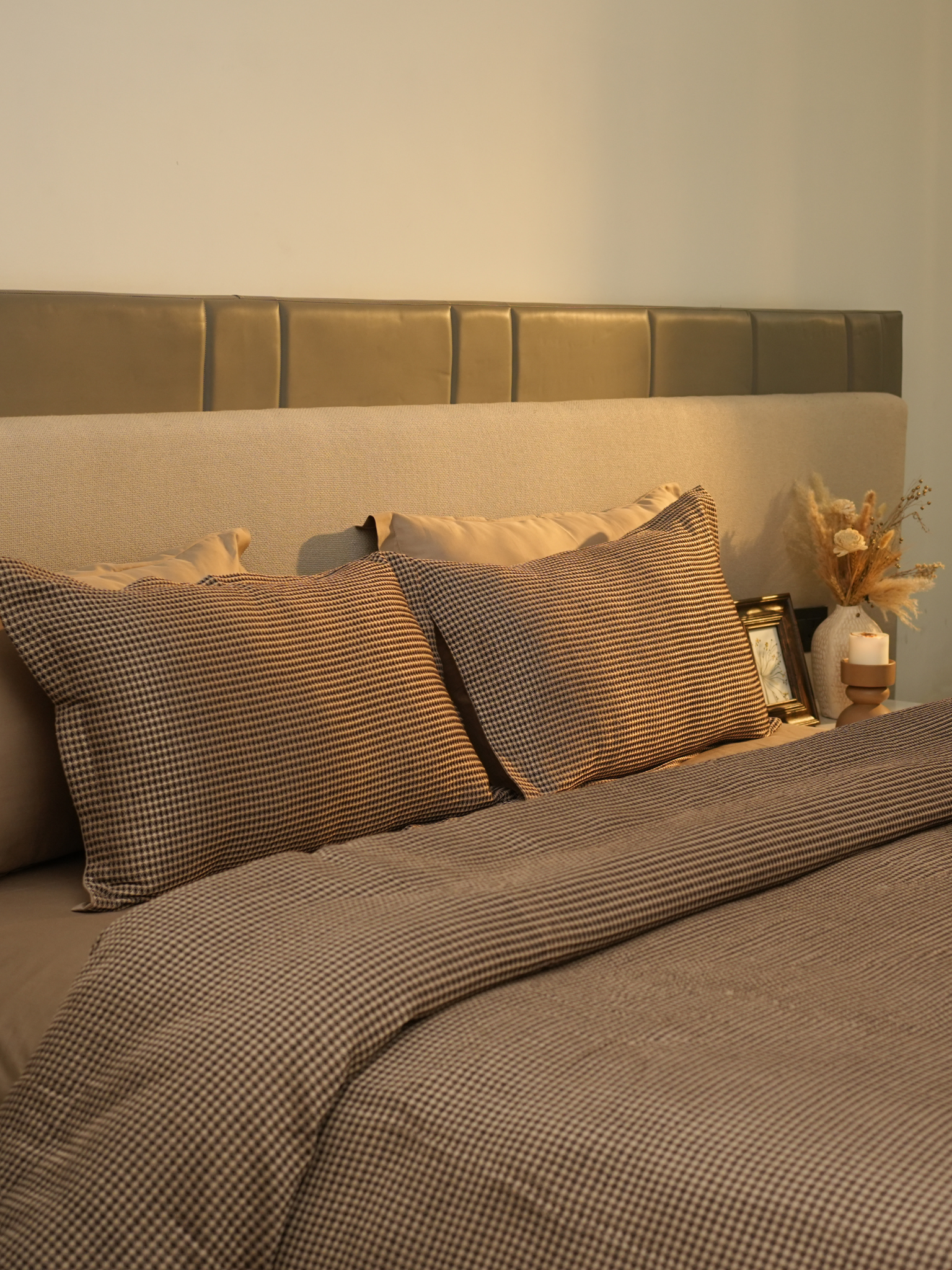 Honeycomb Coffee Woven Duvet Cover Set