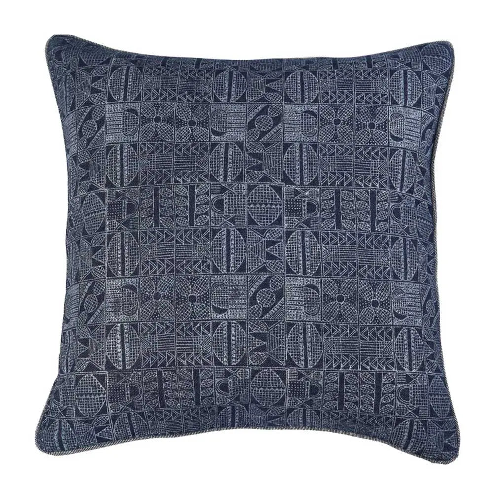 Designer Hand Block Printed Cushion Cases Indiana Denim Cushion Cover Pillow Case 16" X 16"…