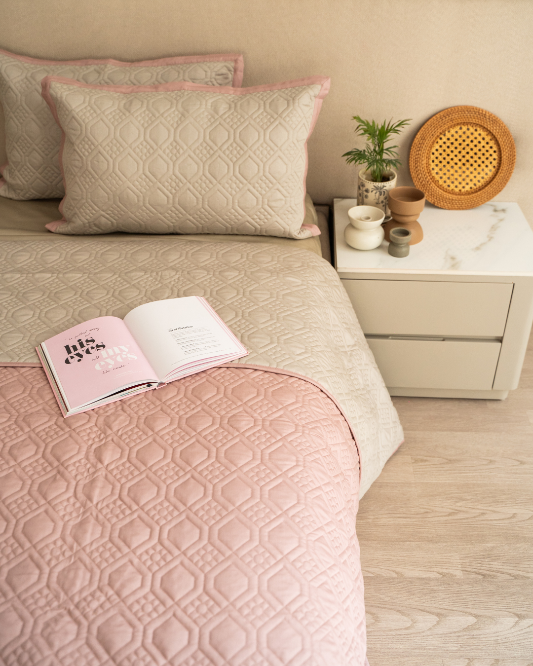 Malta Beige And Old Rose Cotton Rich Trousseau Set (10 PC Set)