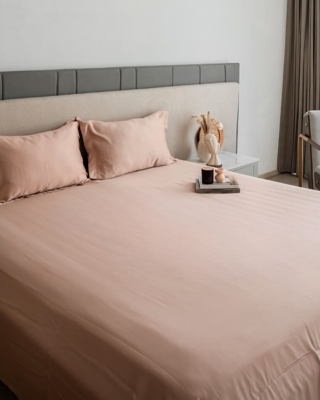 Creme Pleated Bamboo Bedsheet Set