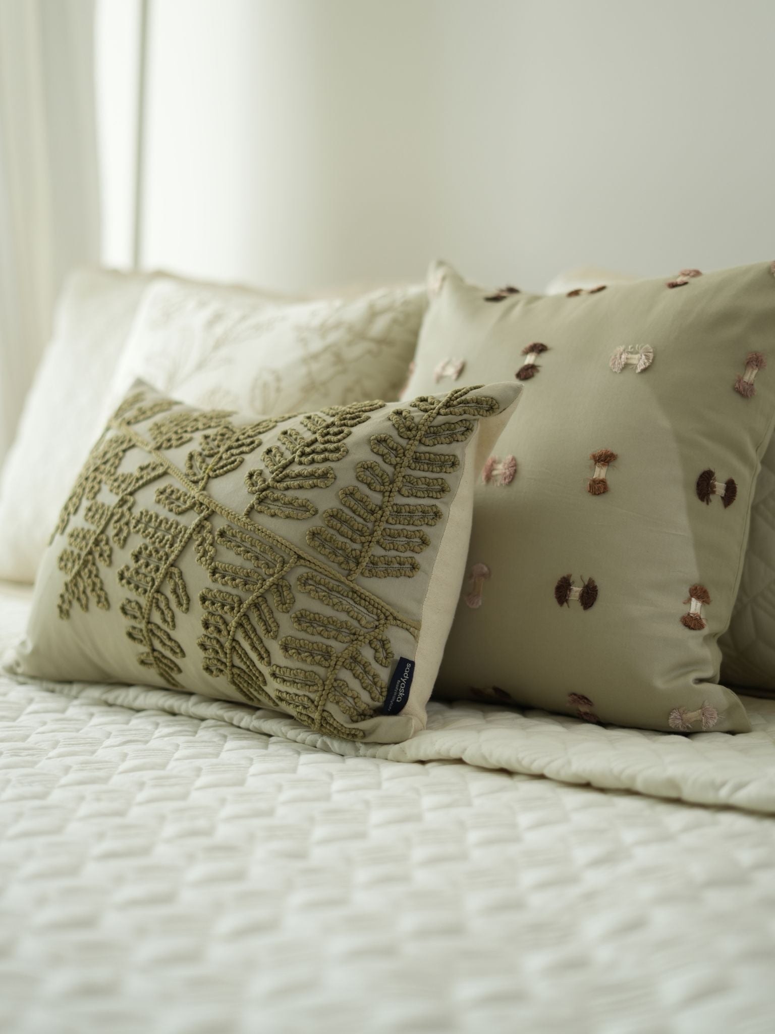 Adore Oats Beige and Ivory 300TC Cotton Bedding Set (10 PC Set)