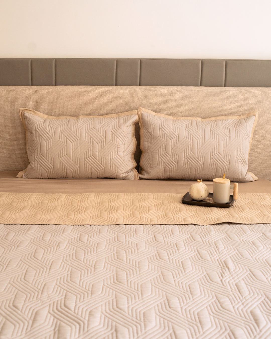 Magnolia Sand And Beige Cotton Rich Trousseau Set (10 PC Set)