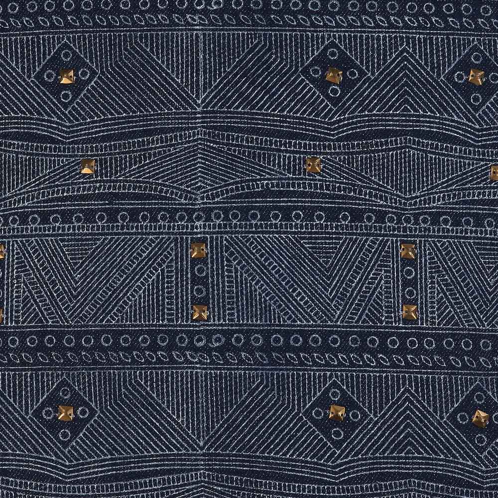 Comfort Michigan Denim Printed Cushion Cover Hand Block Embroidered Indigo Pillow Cushion Case 16" X 16"…