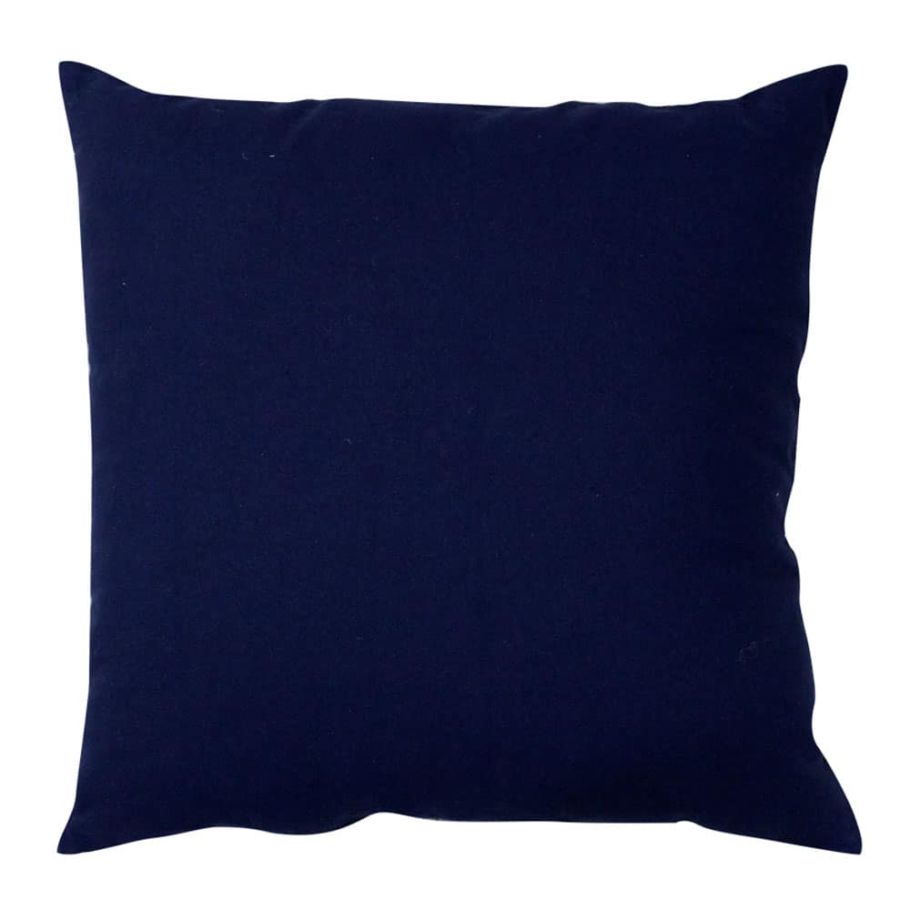 Navy Dotted Denim Printed Cushion Cover Hand Embroidered Block Print Pillow Cushions Case 16" X 16"…