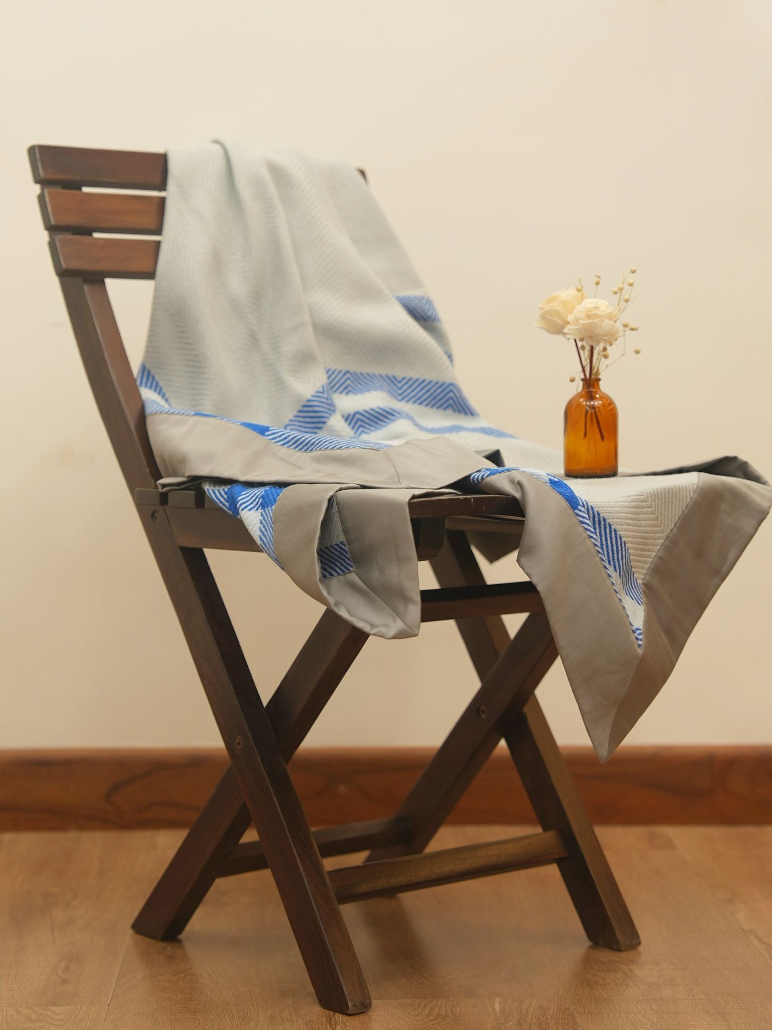 Grey Navy Cashmere Woolen Throw