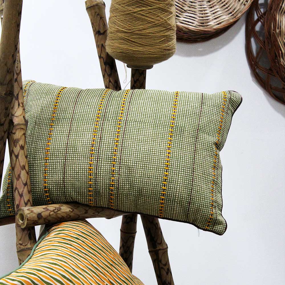 Handmade Block Printed Cushion Covers Green Color 1 Piece (12" X 18")…