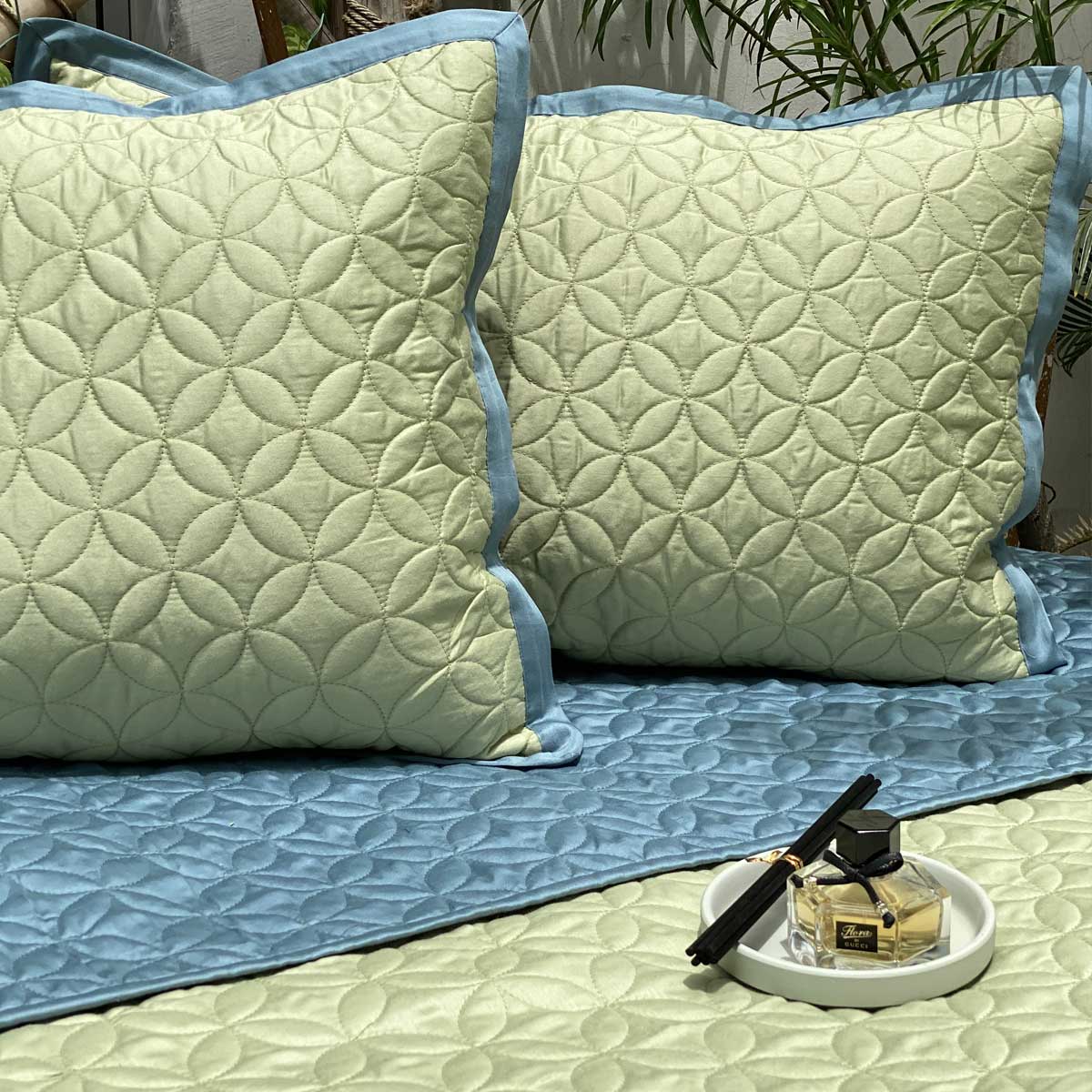 Clove Lime Green & Teal Reversible Bedspread