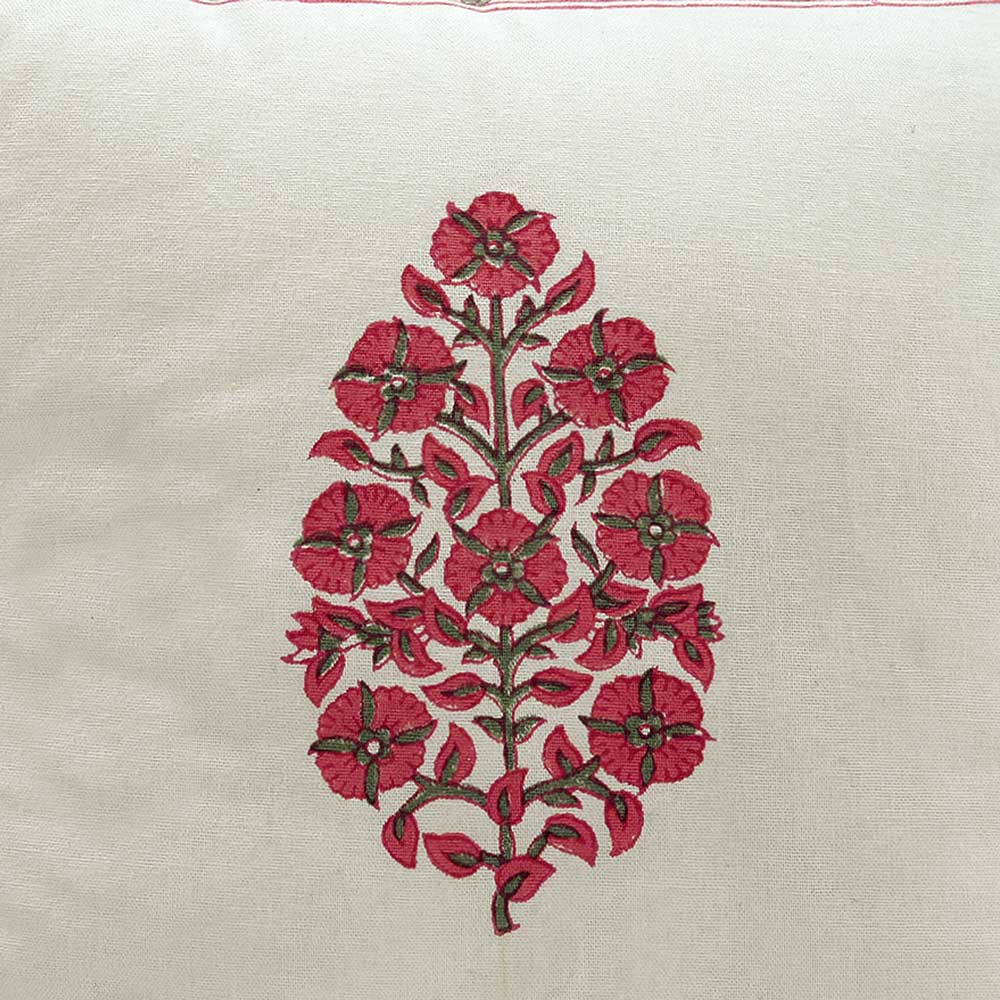 Hand Block Floral Printed Garden Living Room, Sofa Cotton Cushion Cover 16"x16"…