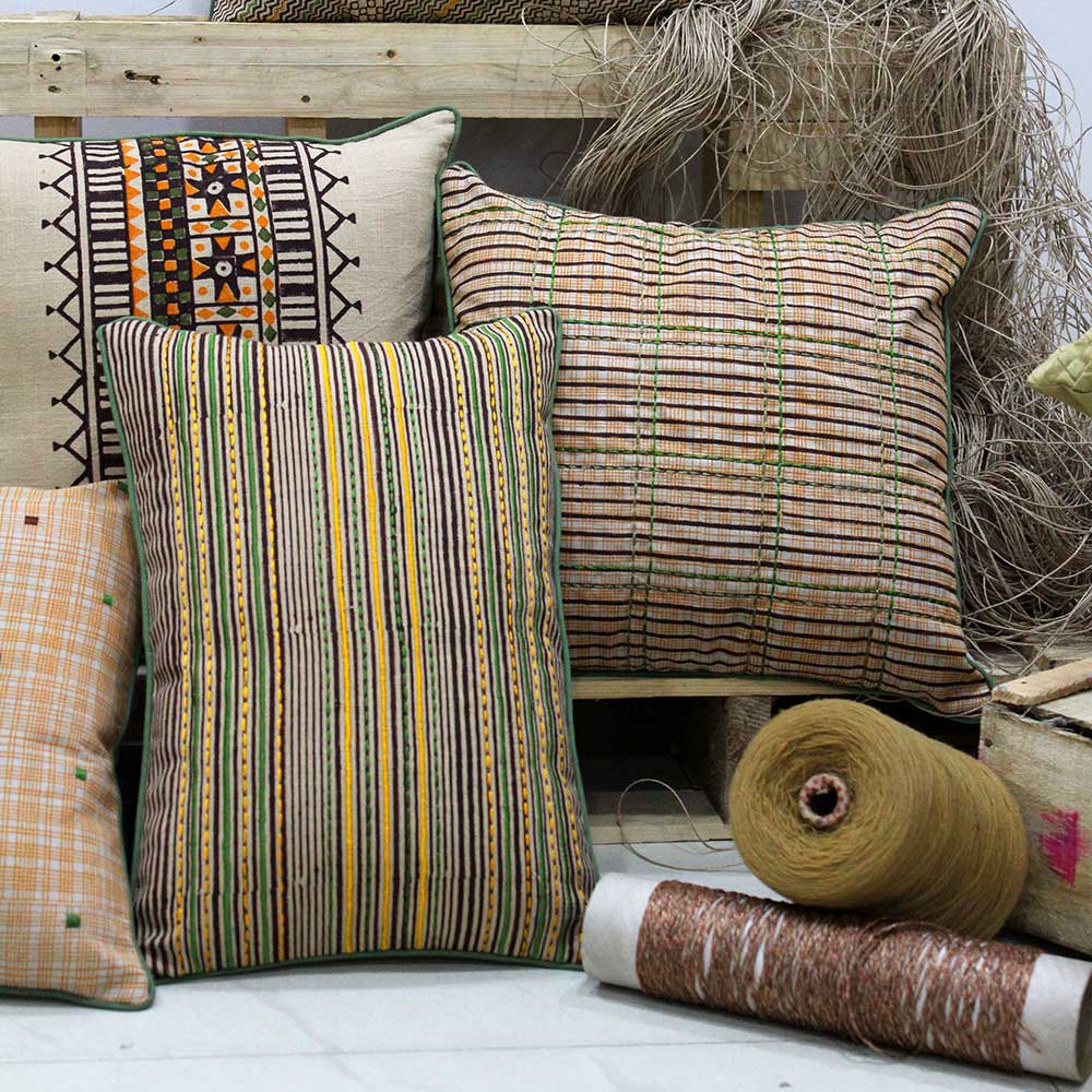 Hand Embroidered Print Cotton Cushions & Cushion Cover Multi Color 1 Piece (12" X 18")…