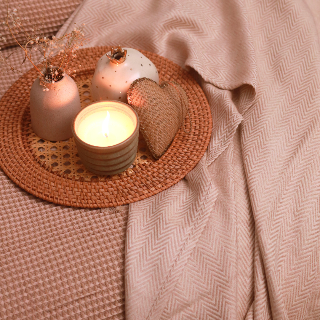 Herringbone Clay Woven Throw with Euro Shams