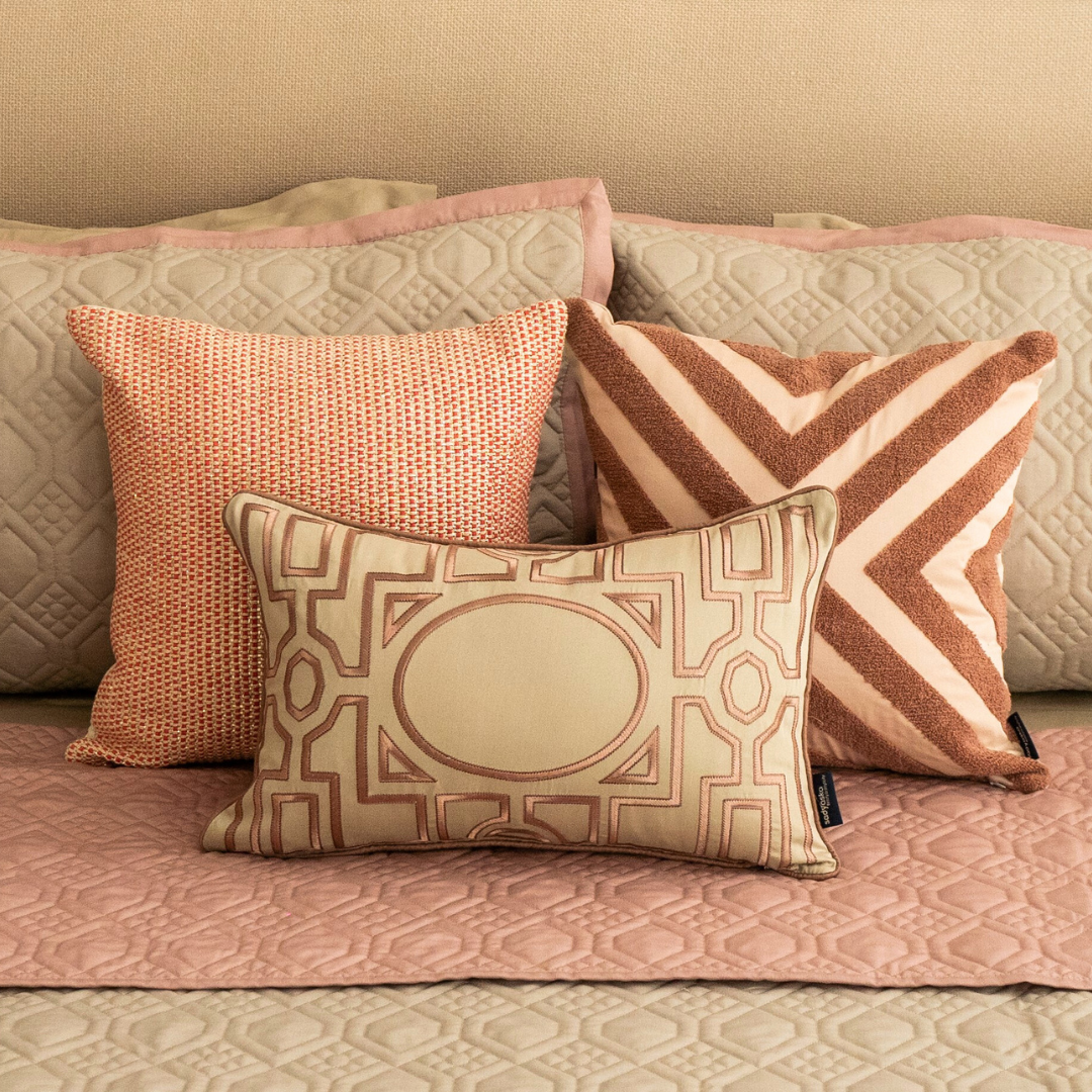 Asmara Beige Cotton Embroidered Cushion Cover (Size : 12"X18")