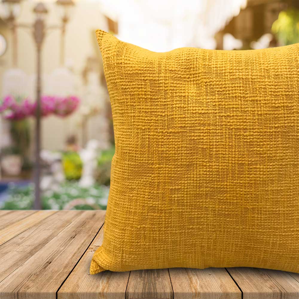 Hand Woven Yellow Cushion Cover Geometric Designed Cotton Cushion Case (16" X 16")…