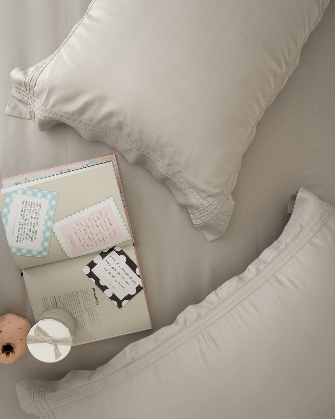 Modern Grey Pleated Bamboo Bedsheet Set