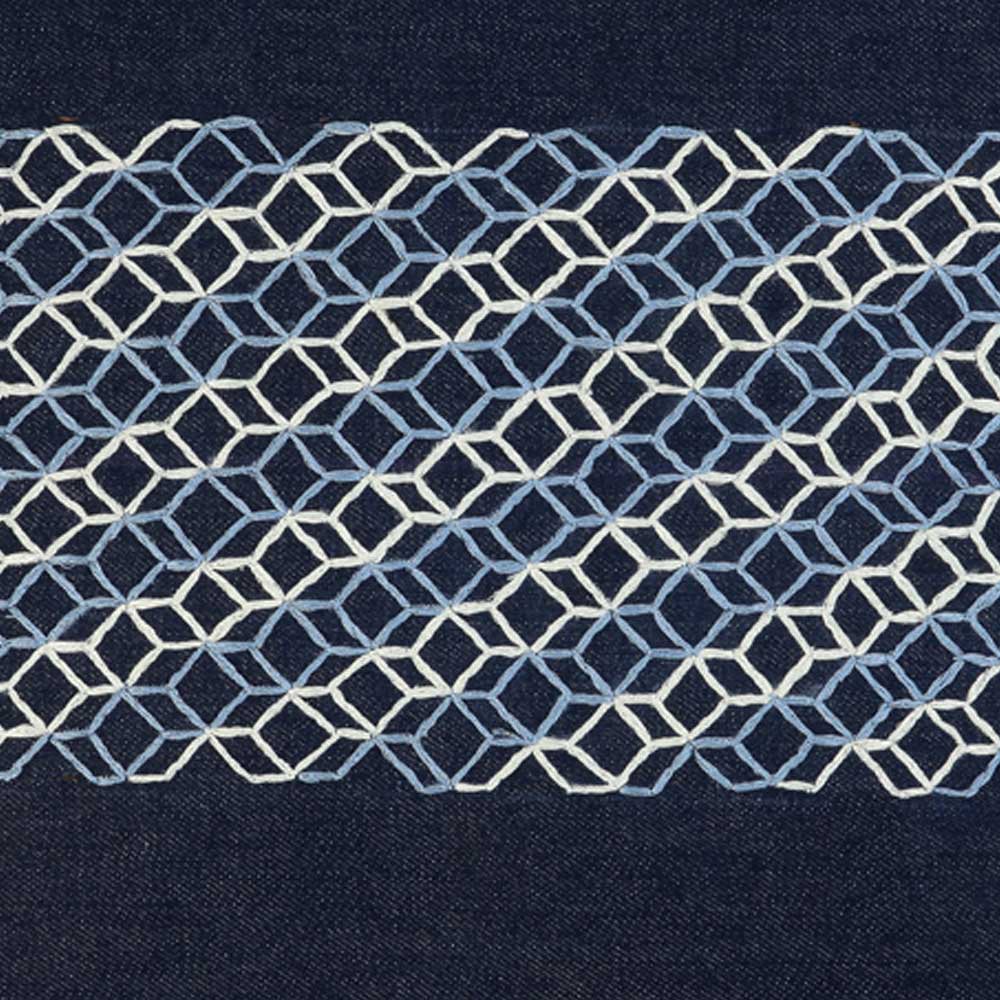 Cuba Stylish Denim Embroidered Cushion Cover 3D Look Sofa Chair Patio Outdoor Indigo Blue Denim Pillow Cushion Case 16" X 16"…