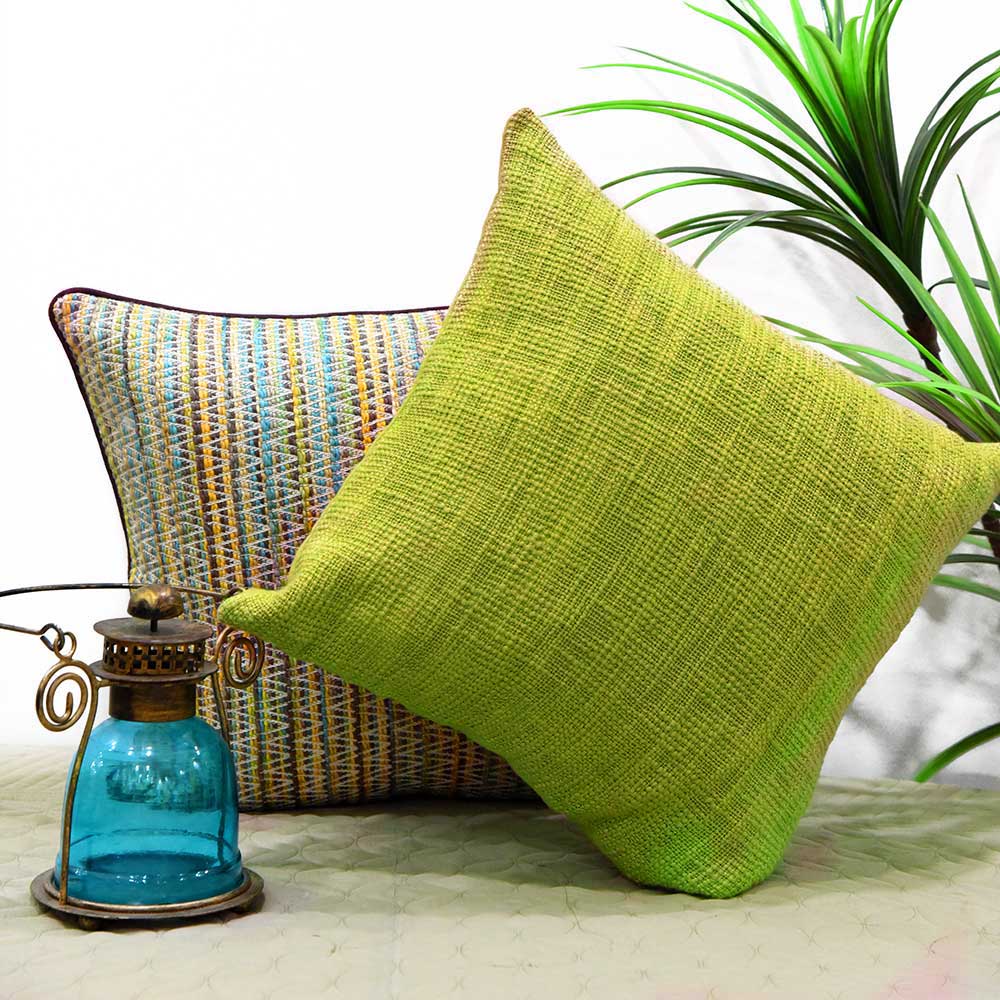 Hand Woven Cushion Covers Green Color (16" X 16")…