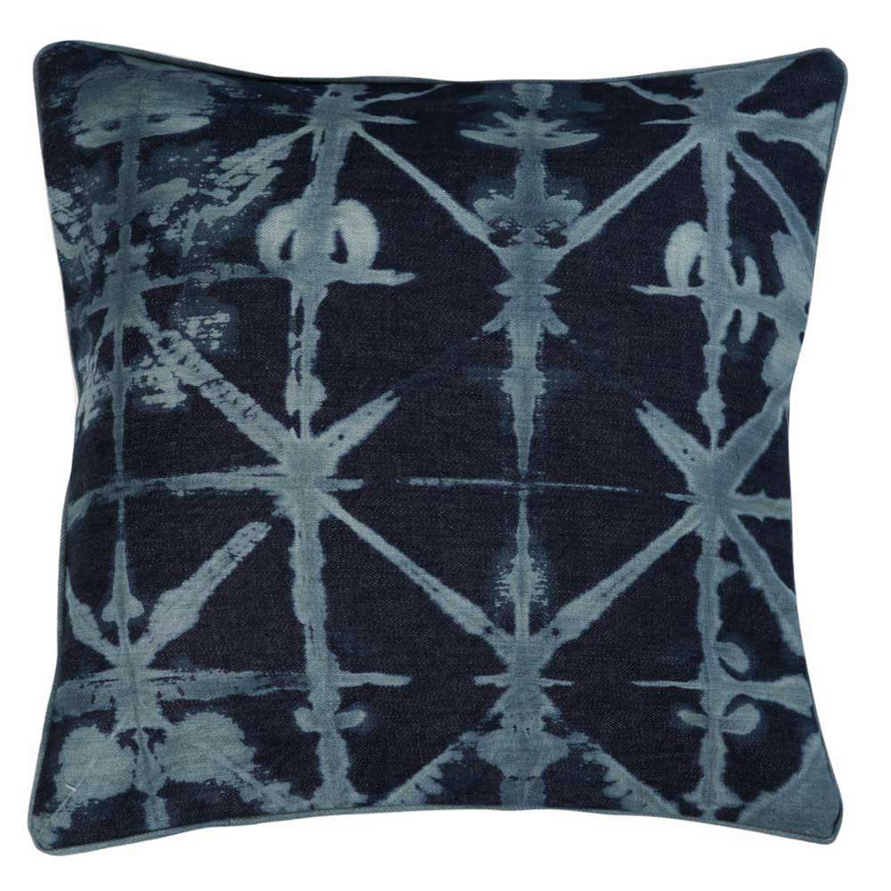 Costa Design Tie &amp; Dye Denim Printed Cushion Cover Car Sofa Chair Dining Room, Bedroom Shibori Pillow Cushion Case 16" X 16"…