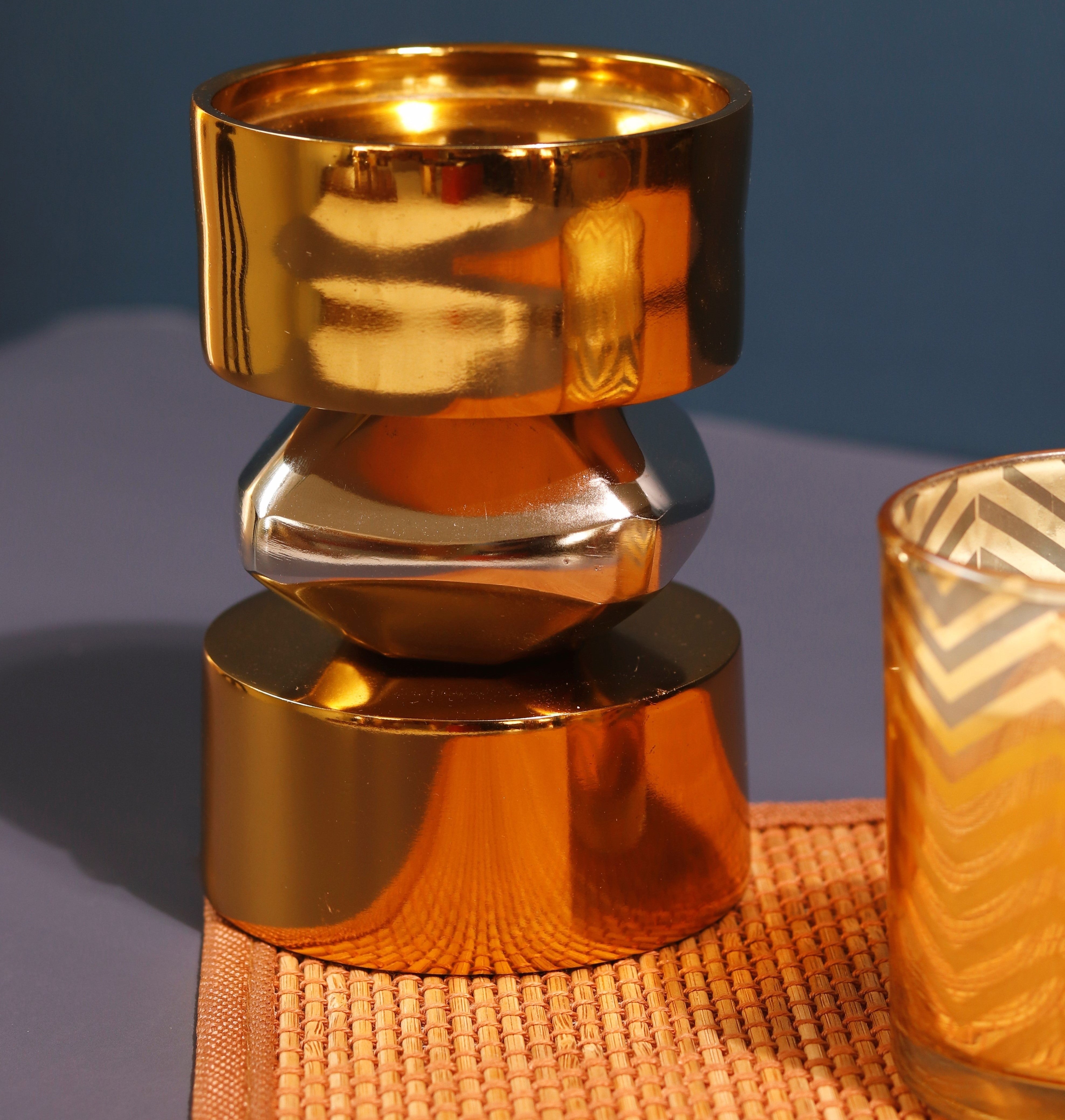 Gold & Nickel Metal Candle Stand