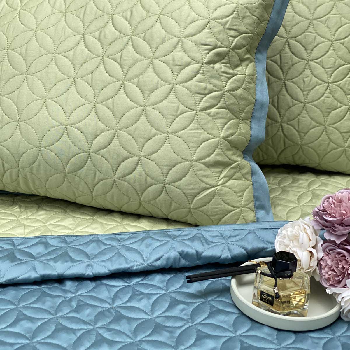 Clove Lime Green & Teal Reversible Bedspread