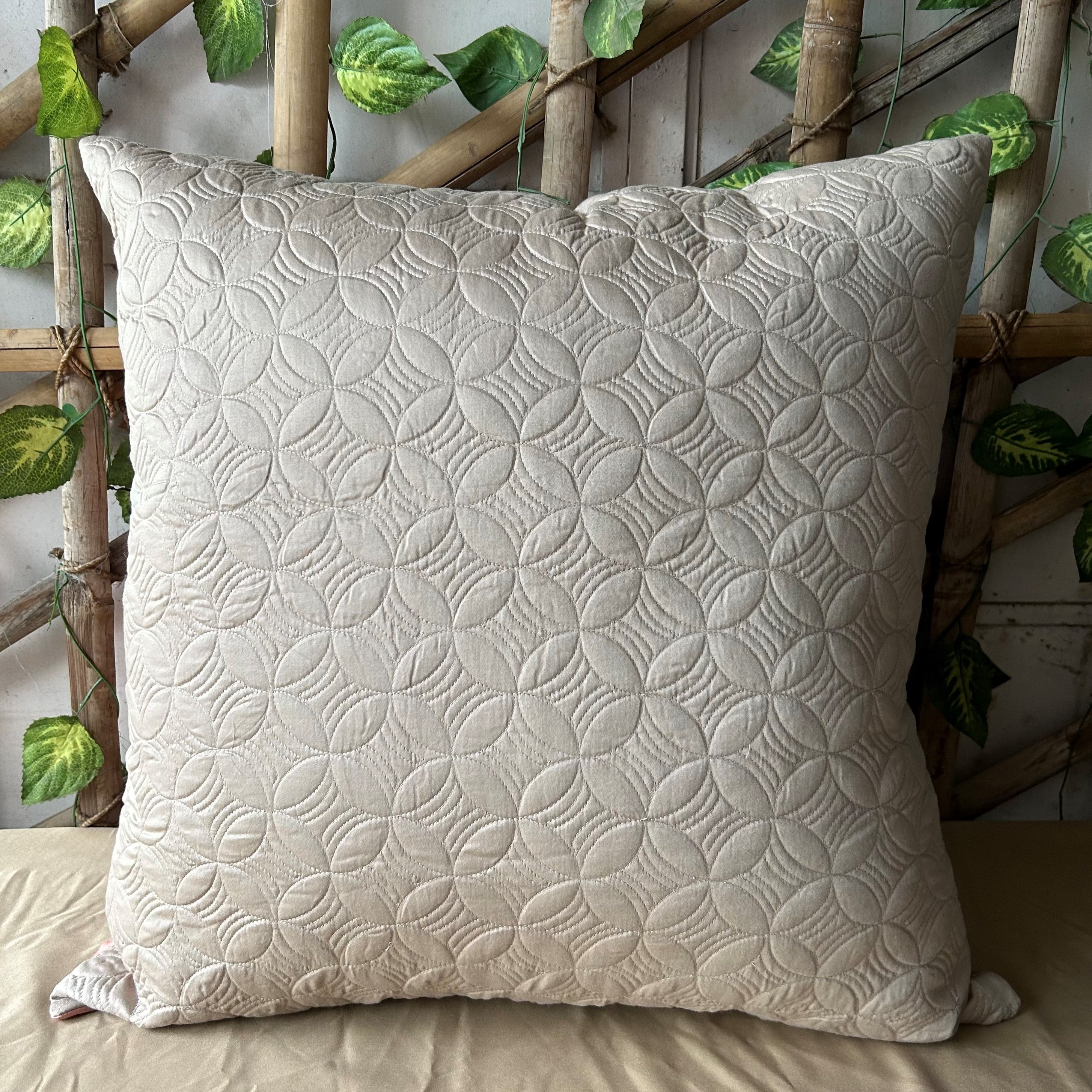 Beige Quilted Cotton Euro Sham