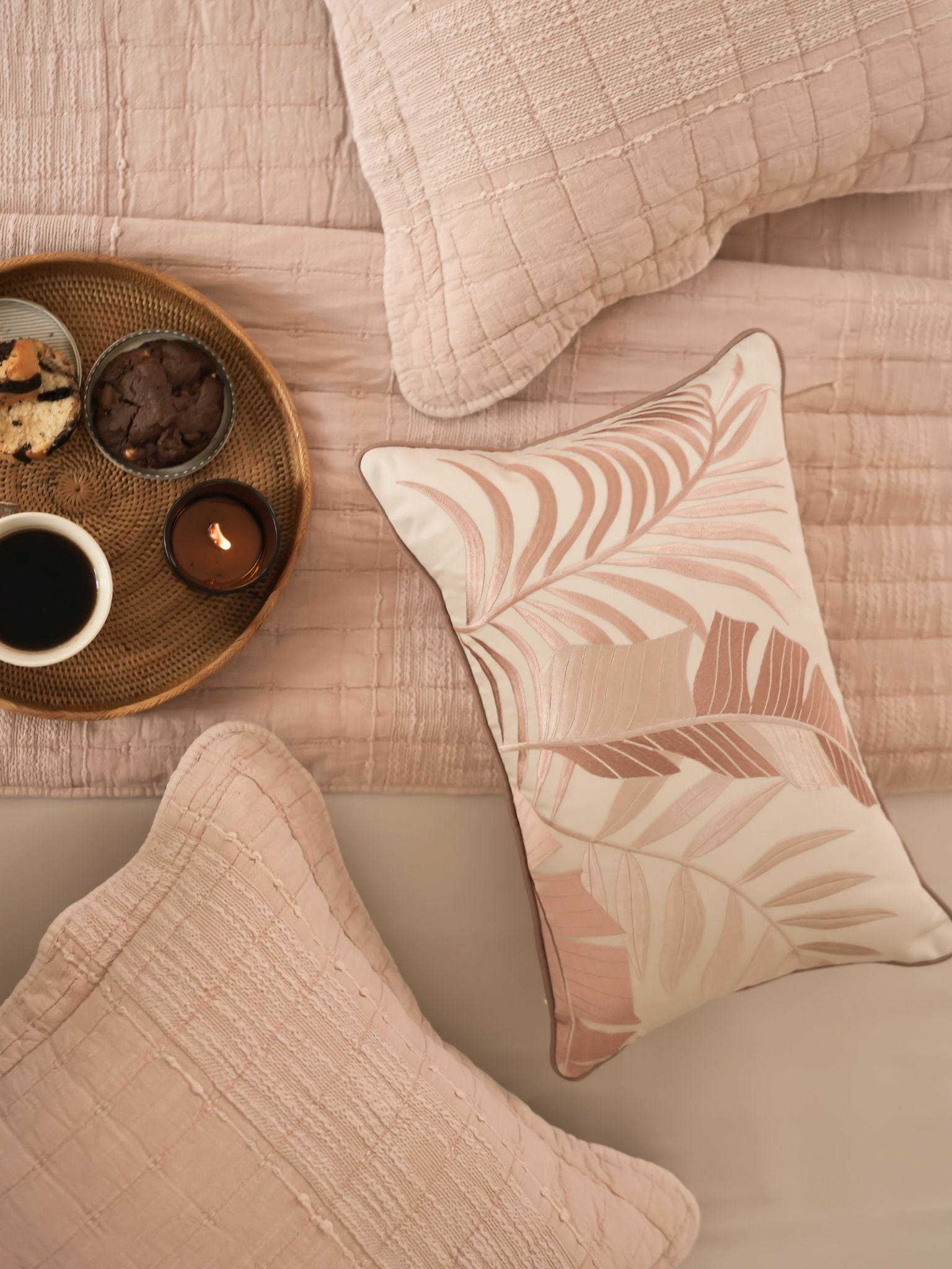 Auraile Buff Quilted Cotton Bedspread Set