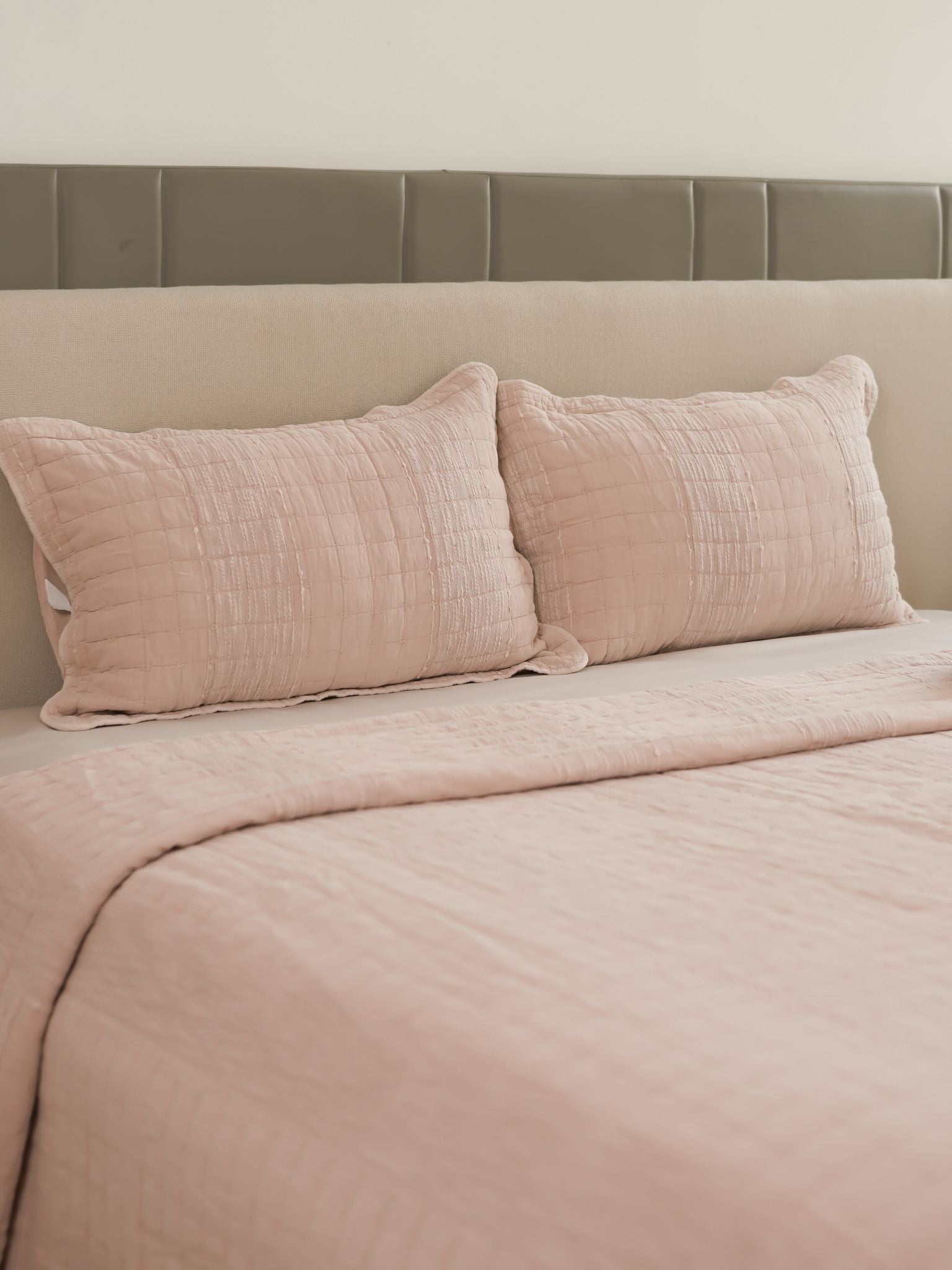 Auraile Buff Quilted Cotton Bedspread Set