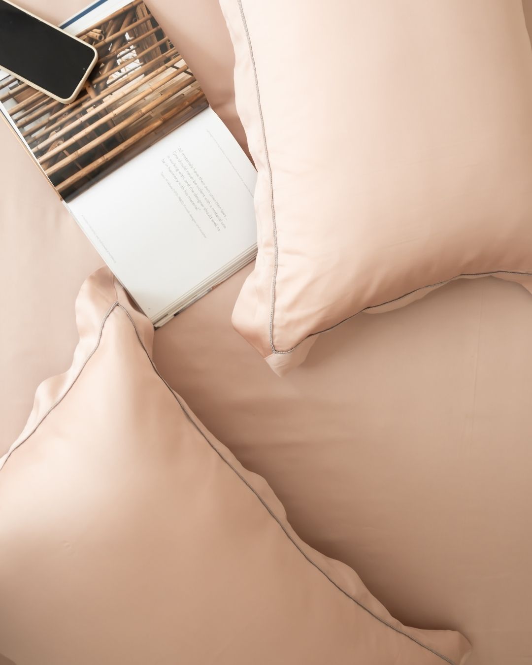 Blush Tencel Bedsheet Set with Lace