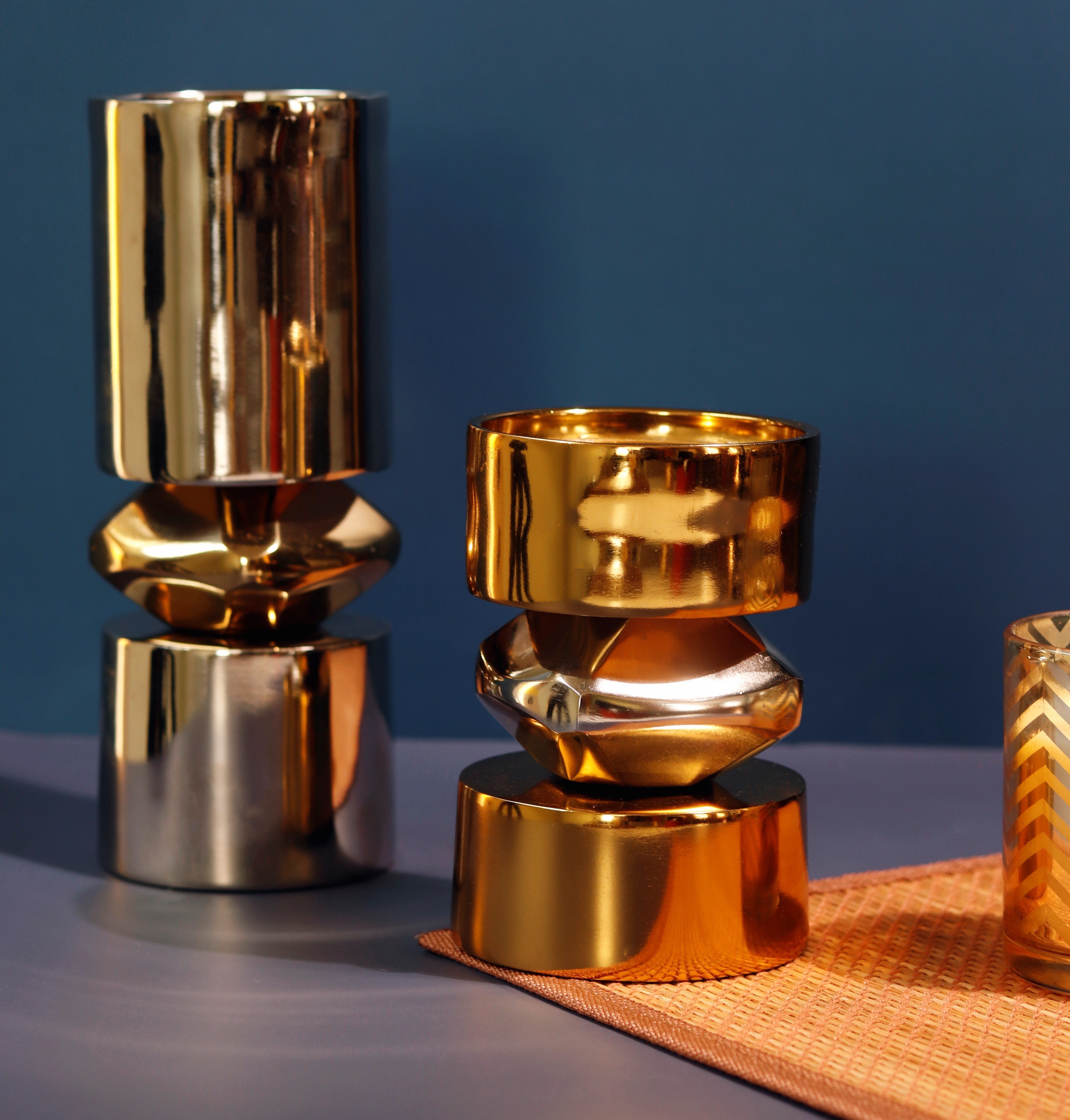 Gold & Nickel Metal Candle Stand