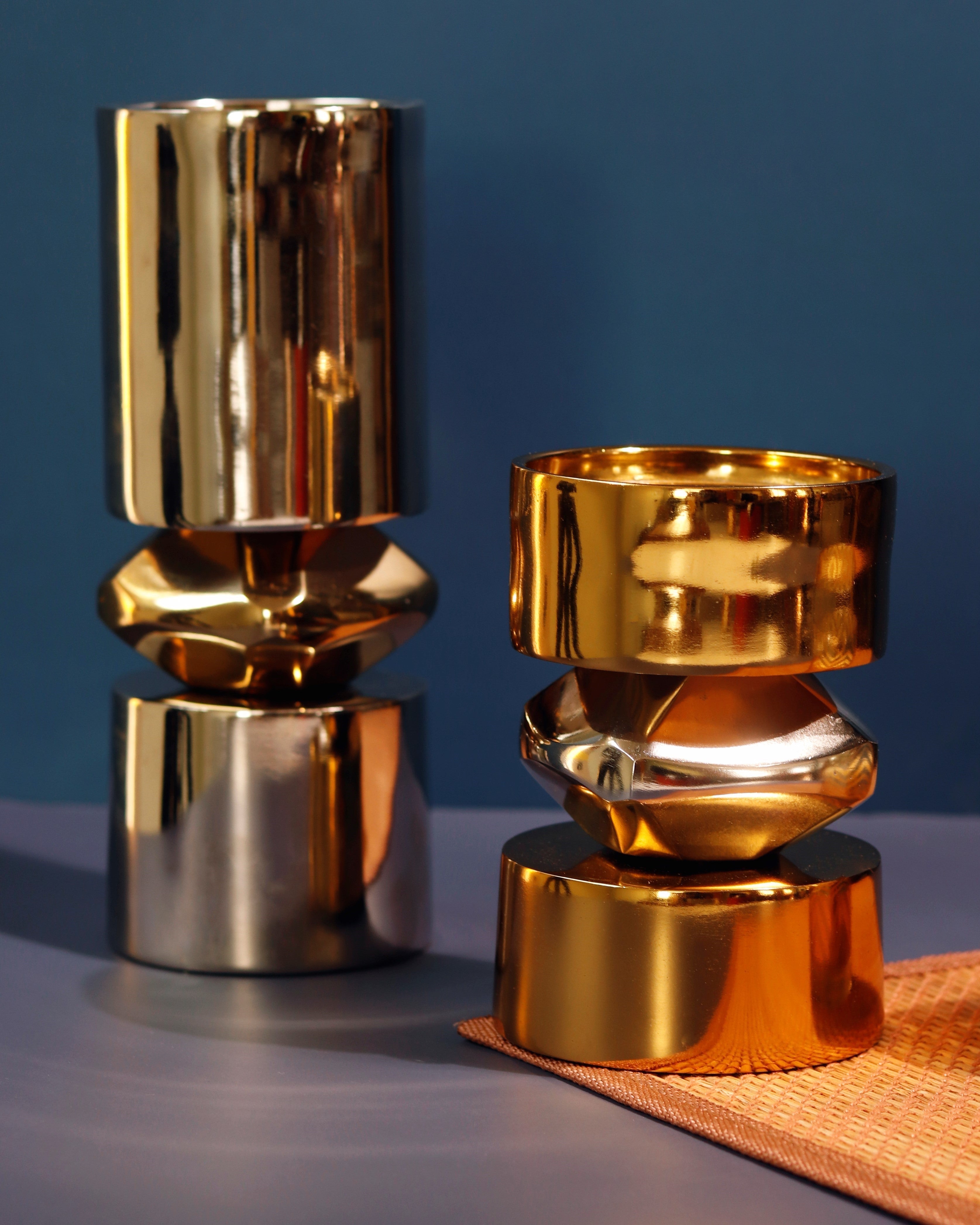 Gold & Nickel Metal Candle Stand