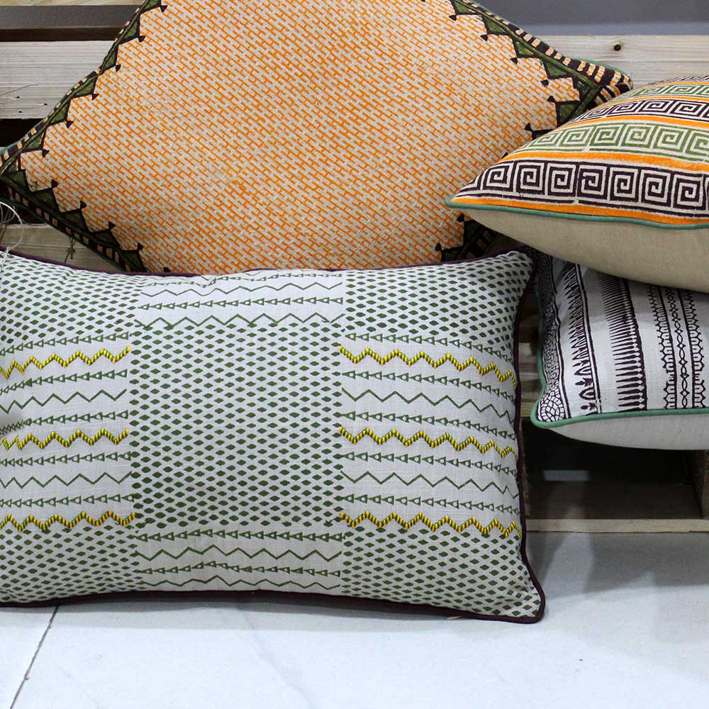 Embroidered Handmade Cotton Single Cushion Cover Ivory Color 1 Piece (16" X 16")…