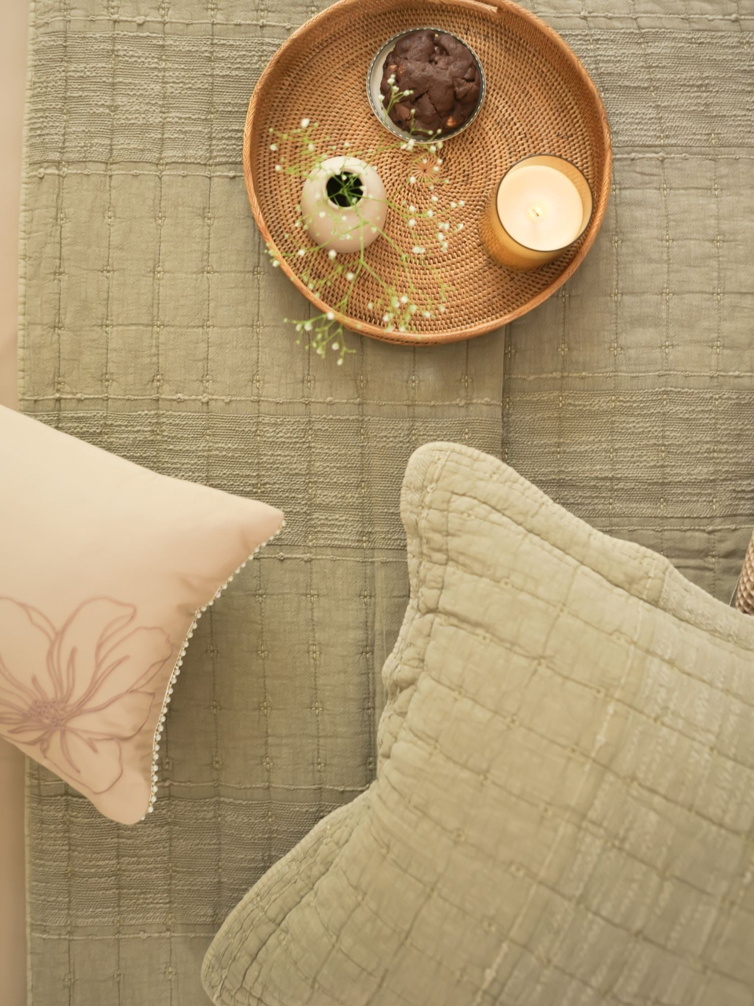 Auraile Khaki Cotton Bedding Set (8 PC Set)