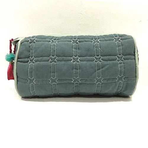 Teal Cotton Quilted Wedding Jewelry Pouch / Cosmetic / Make Up Case Multifunction Storage