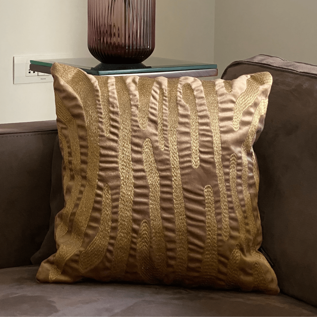 Decorative Leopard Camel Velvet Cushion Cover 16x16