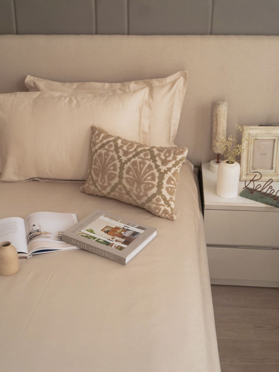 Astra Oats Beige Treasure Bedsheet Set