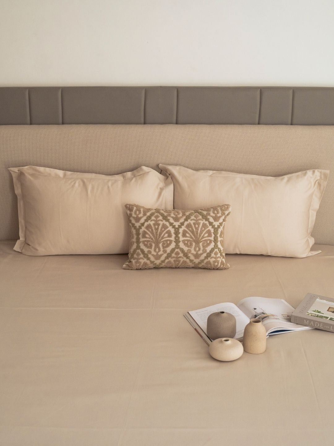 Astra Oats Beige Treasure Bedsheet Set