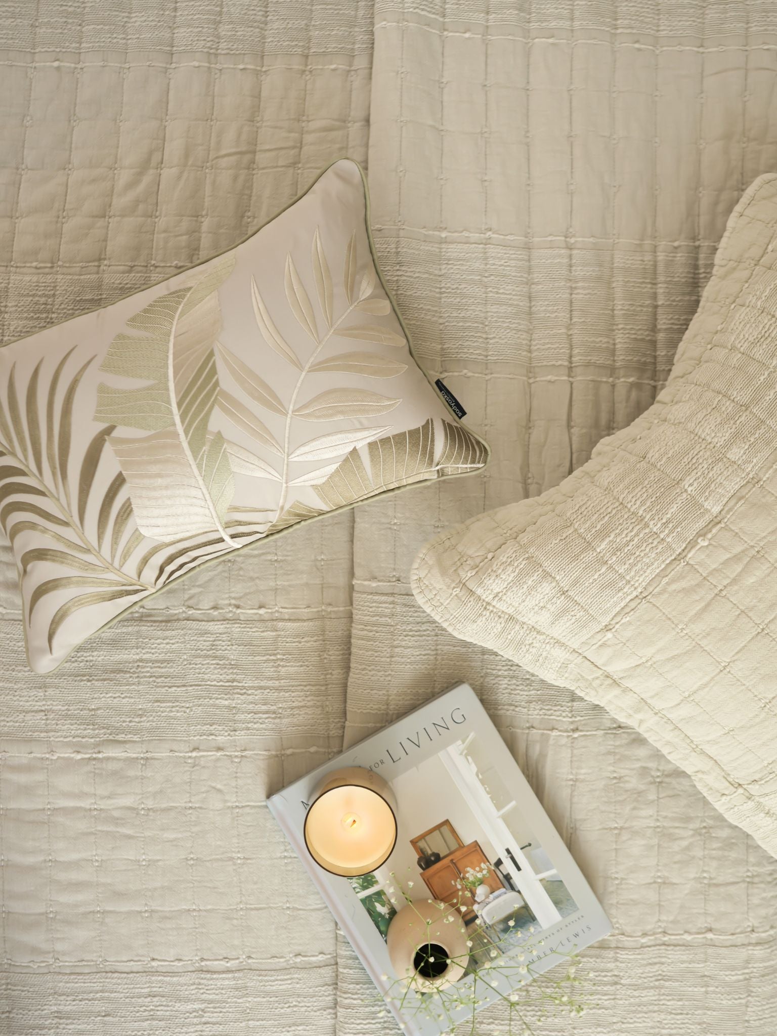 Auraile Beige Cotton Bedding Set (8 PC Set)