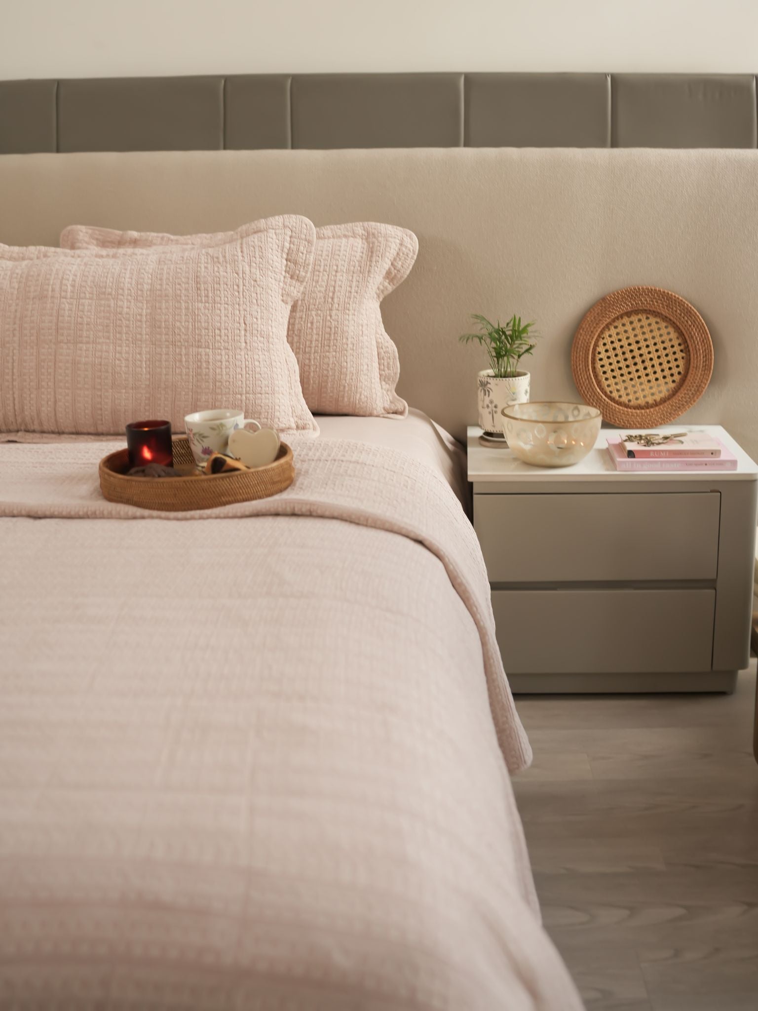 Serra Buff Cotton Bedding Set (8 PC Set)