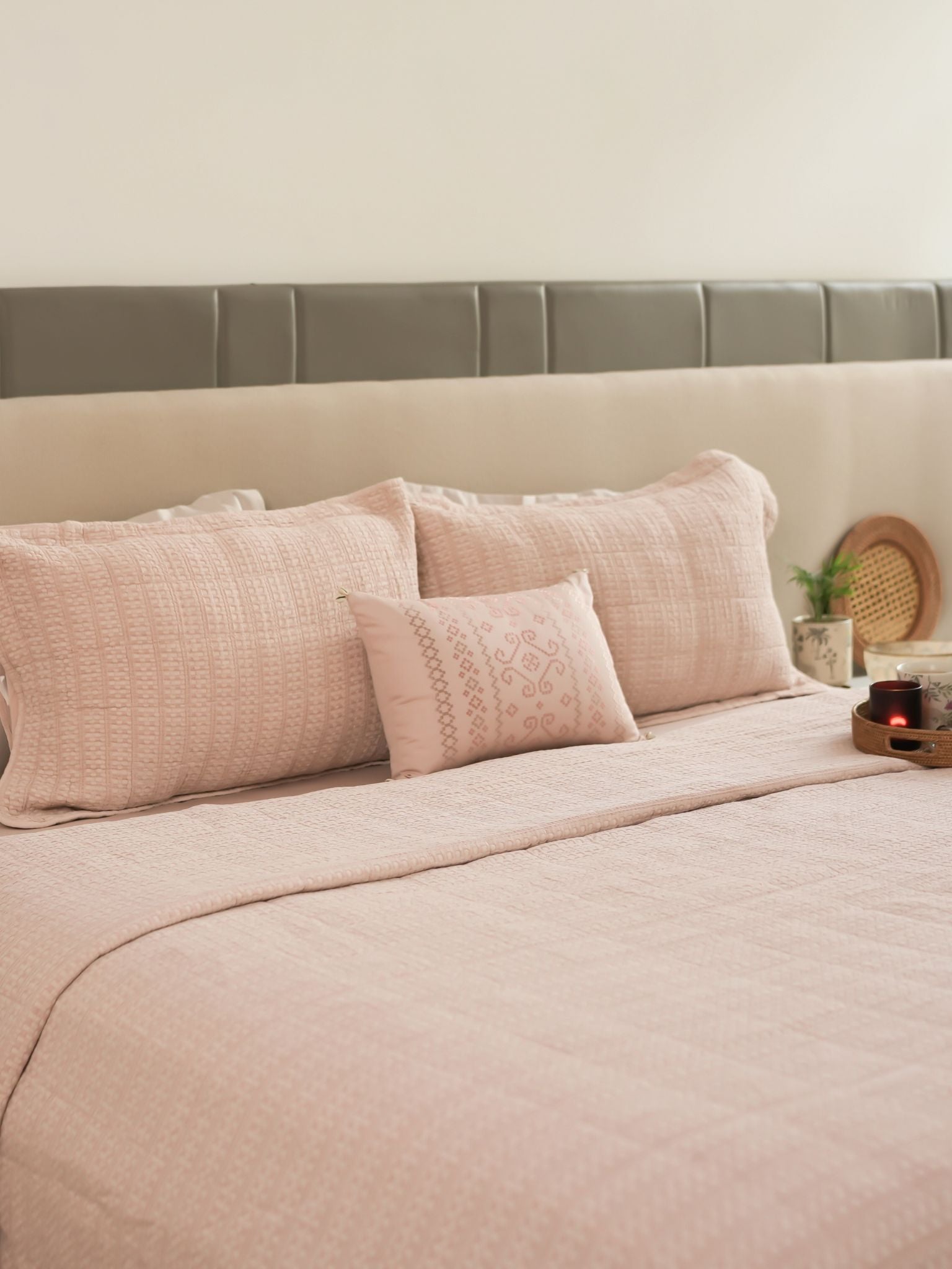 Serra Buff Cotton Bedding Set (8 PC Set)