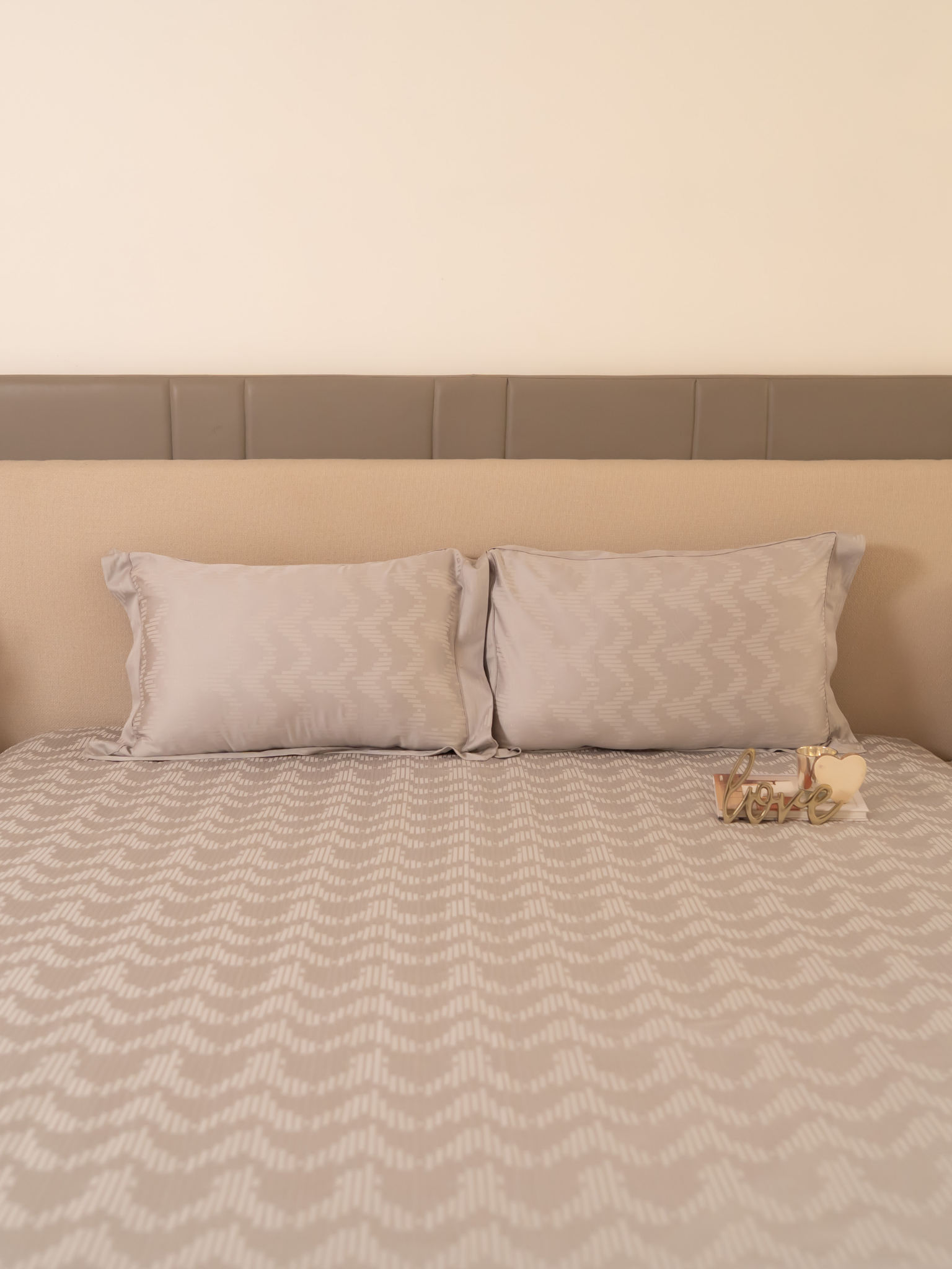 Twilight Silver Premium Tencel Jacquard Bedsheet Set with Lace