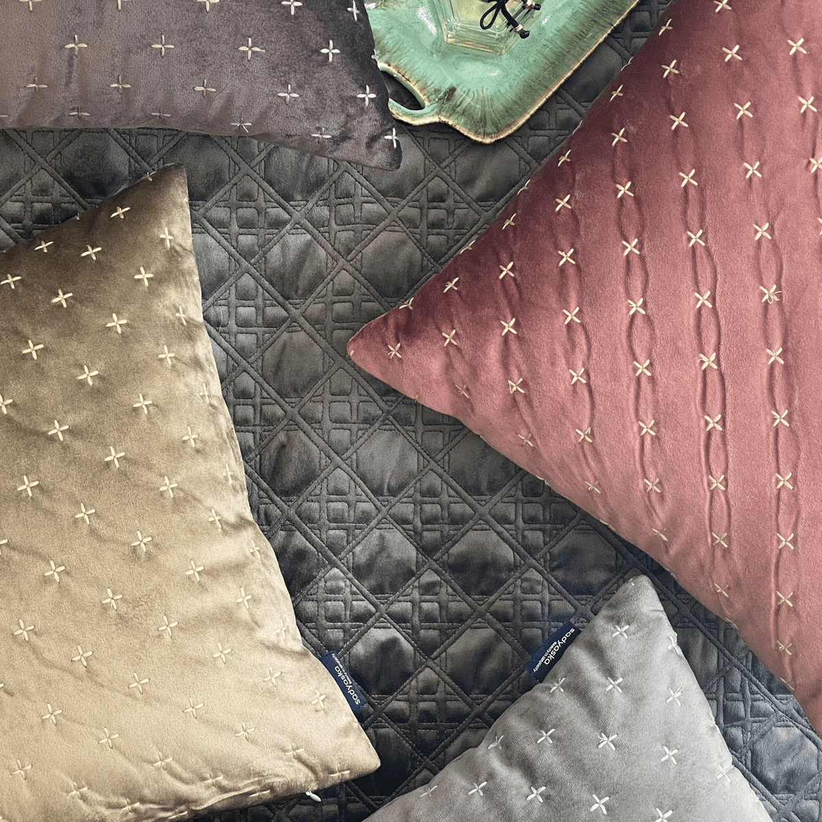 Stellar Dark Grey Velvet Bedspread