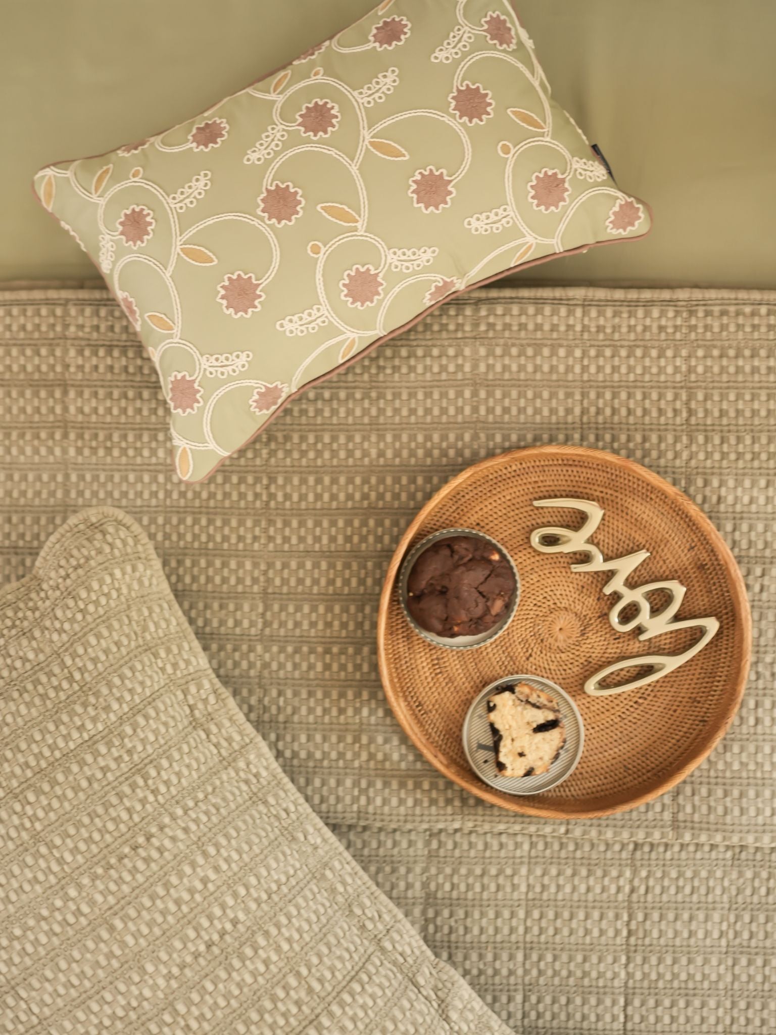 Serra Khaki Cotton Bedding Set (8 PC Set)