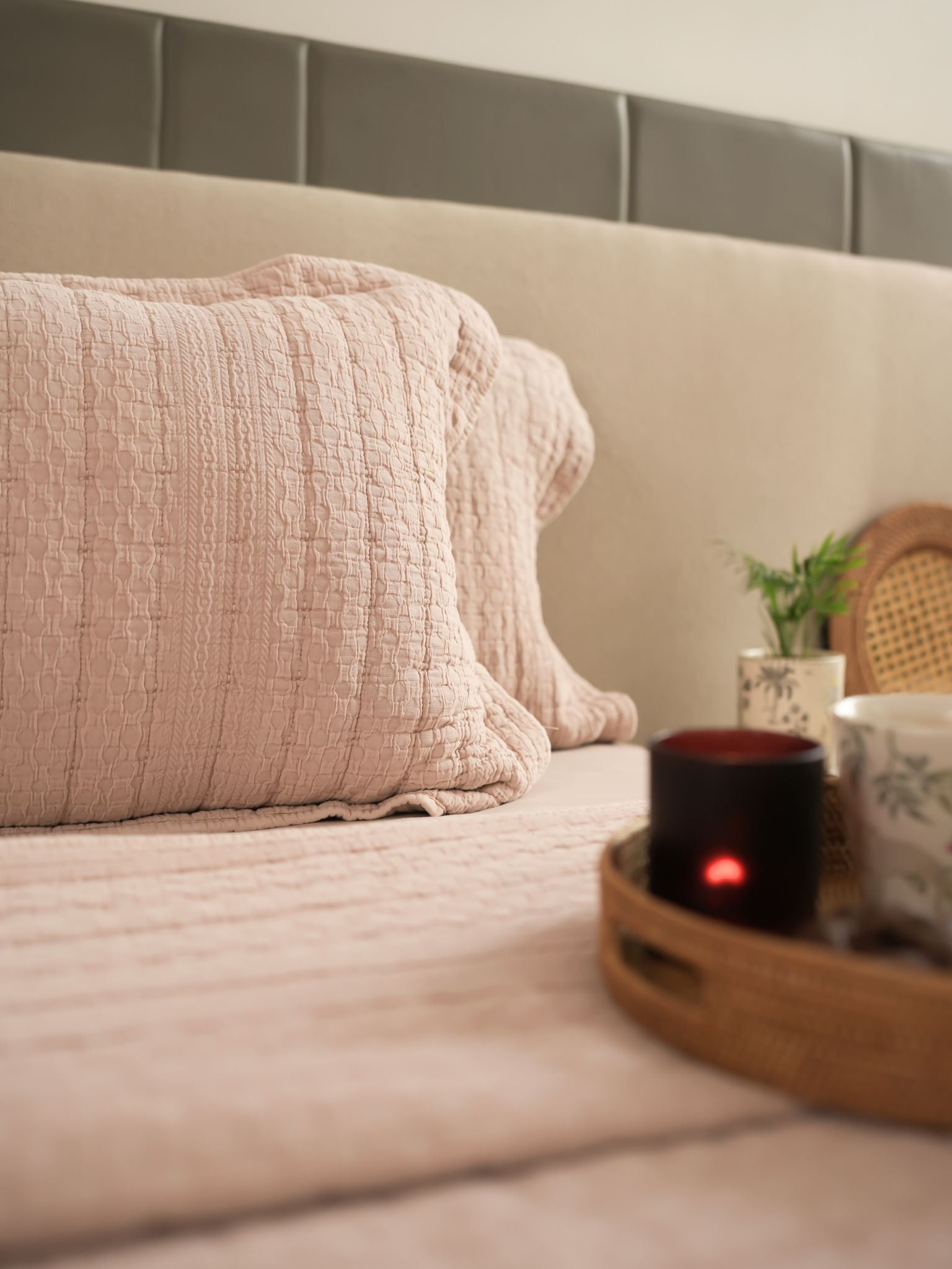 Nuance Buff Quilted Cotton Bedspread Set