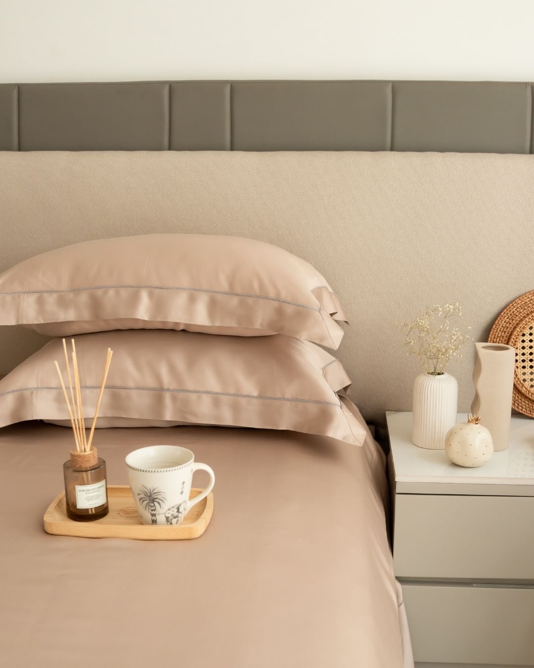 French Rose Tencel Bedsheet Set with Lace