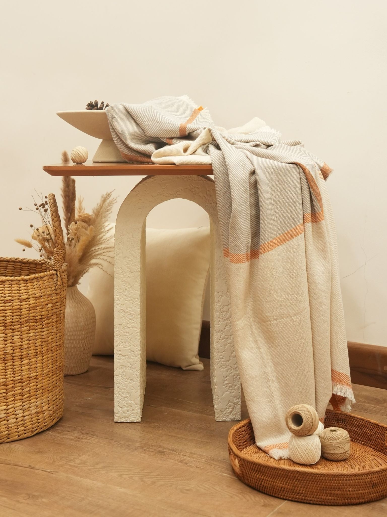 Beige Mocha Cashmere Woolen Throw