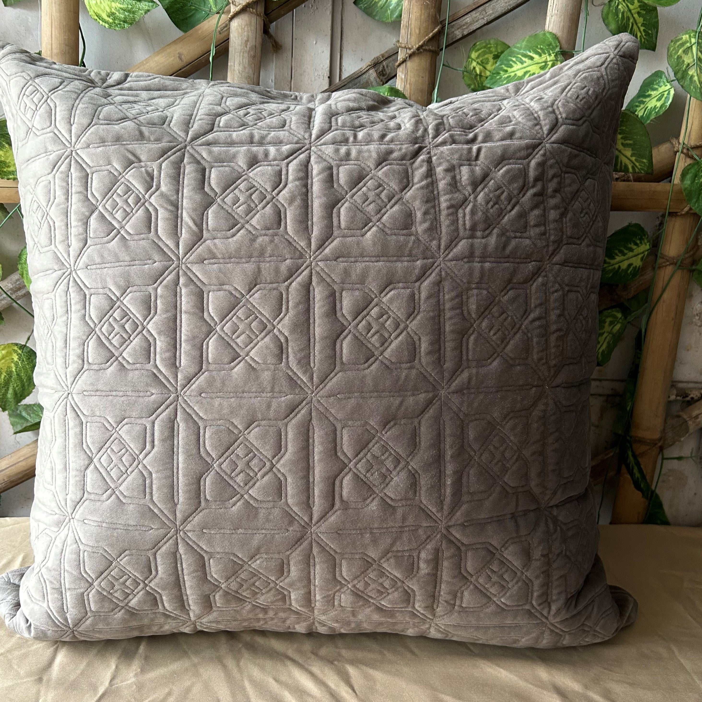 Silver Quilted Reversible Velvet Euro Sham