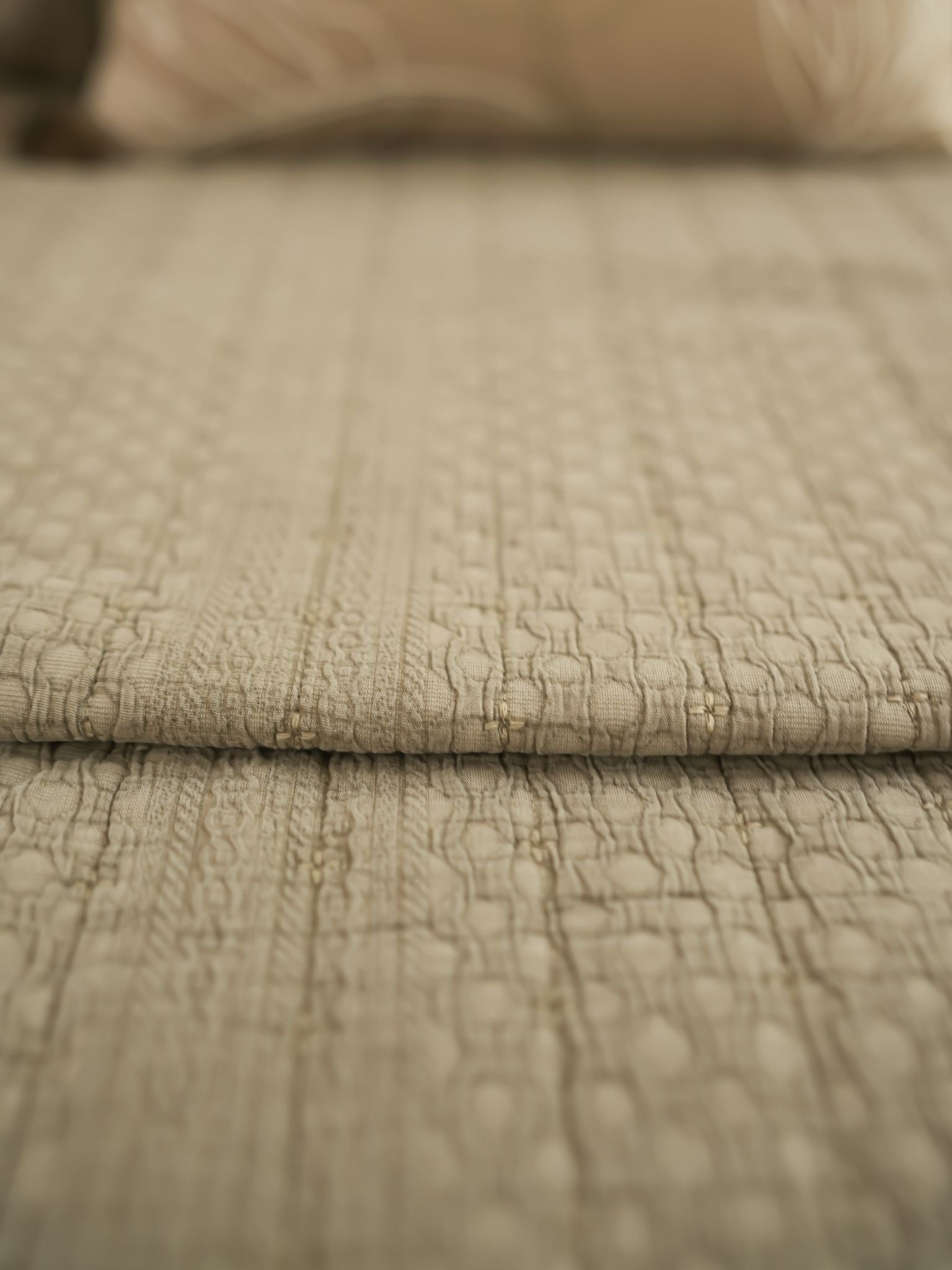 Nuance Khaki Quilted Cotton Bedspread Set