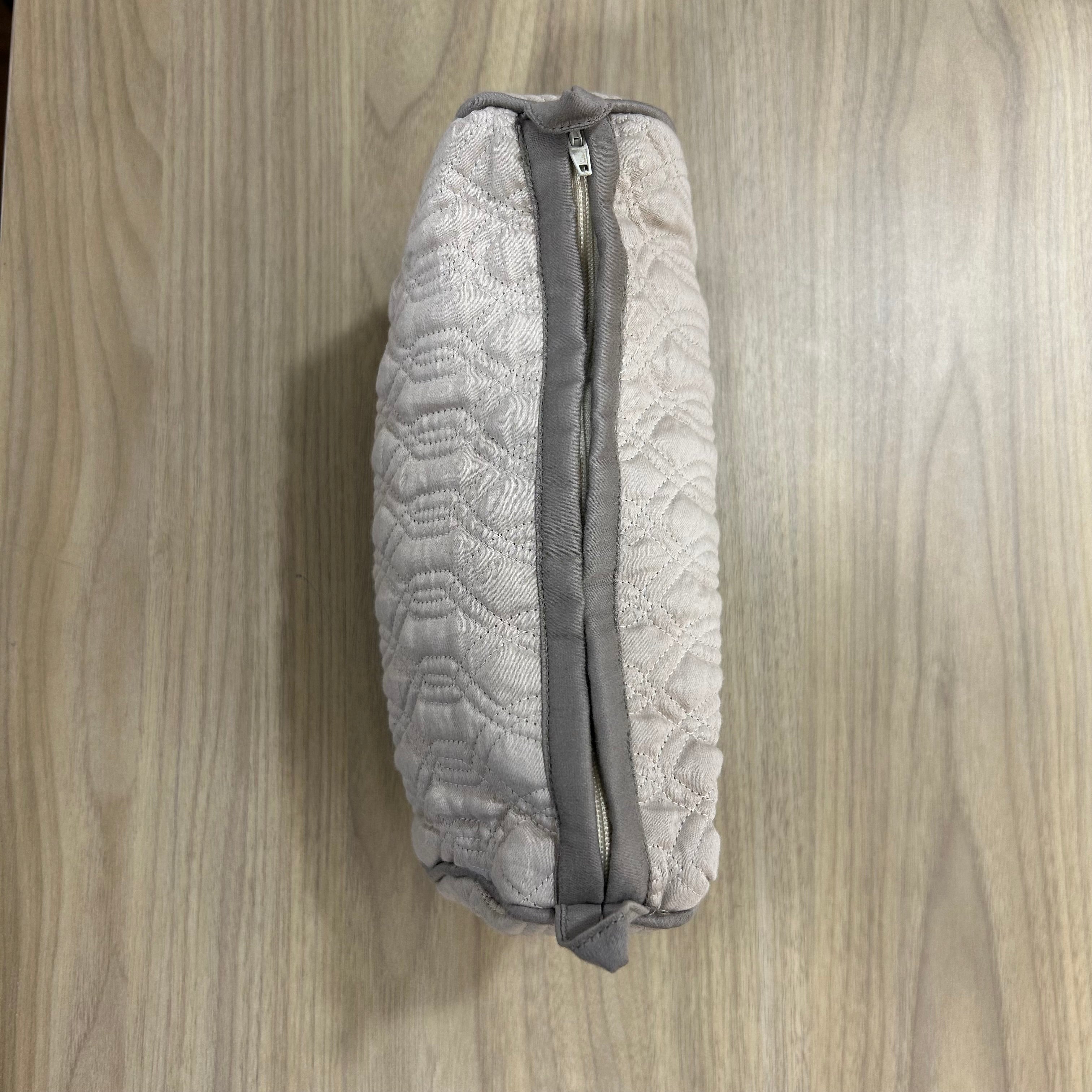 Beige Cotton Medium Size Quilted Wedding Jewelry Pouch / Cosmetic / Make Up Case Multifunction Storage