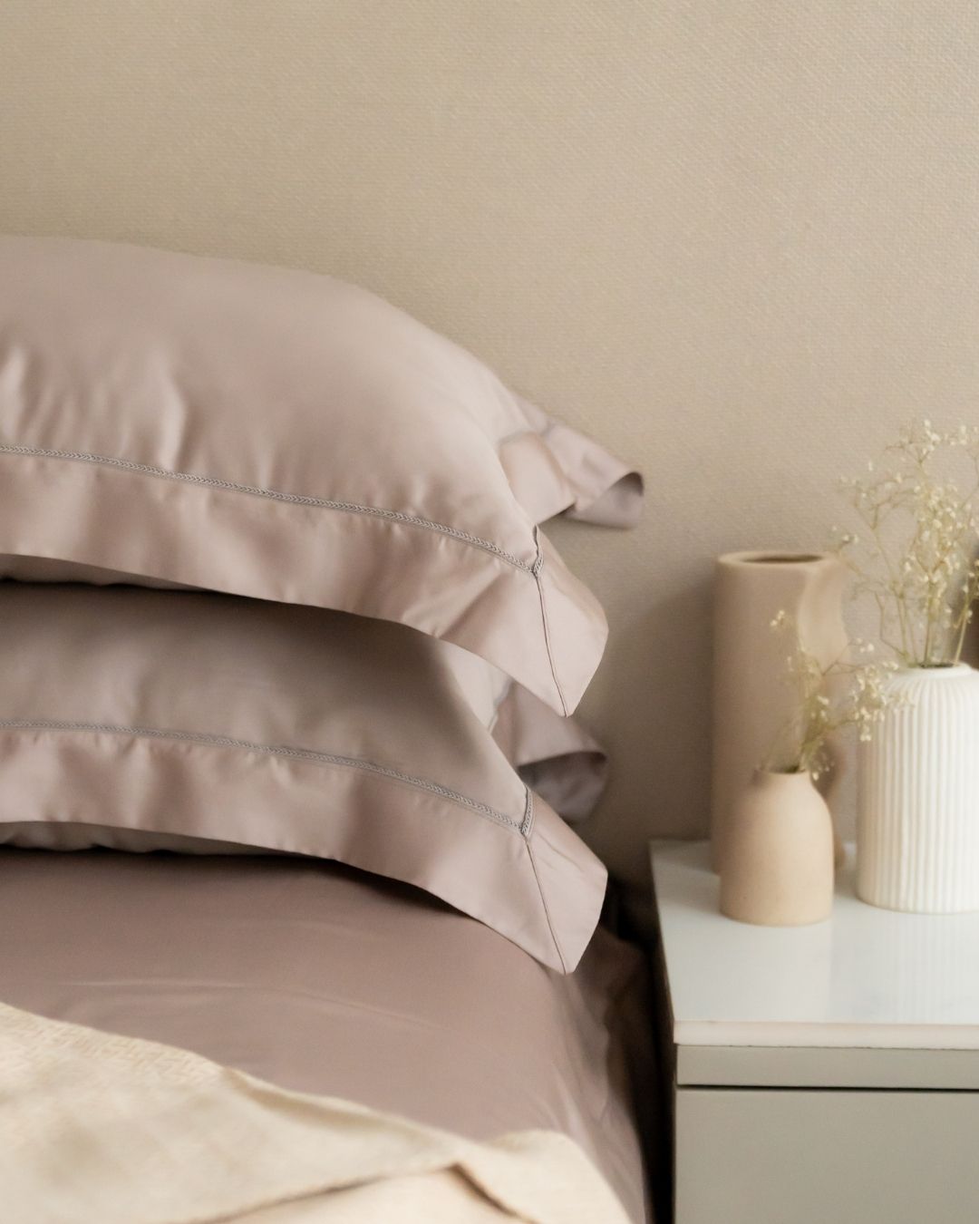 Lavender Tencel Bedsheet Set with Lace