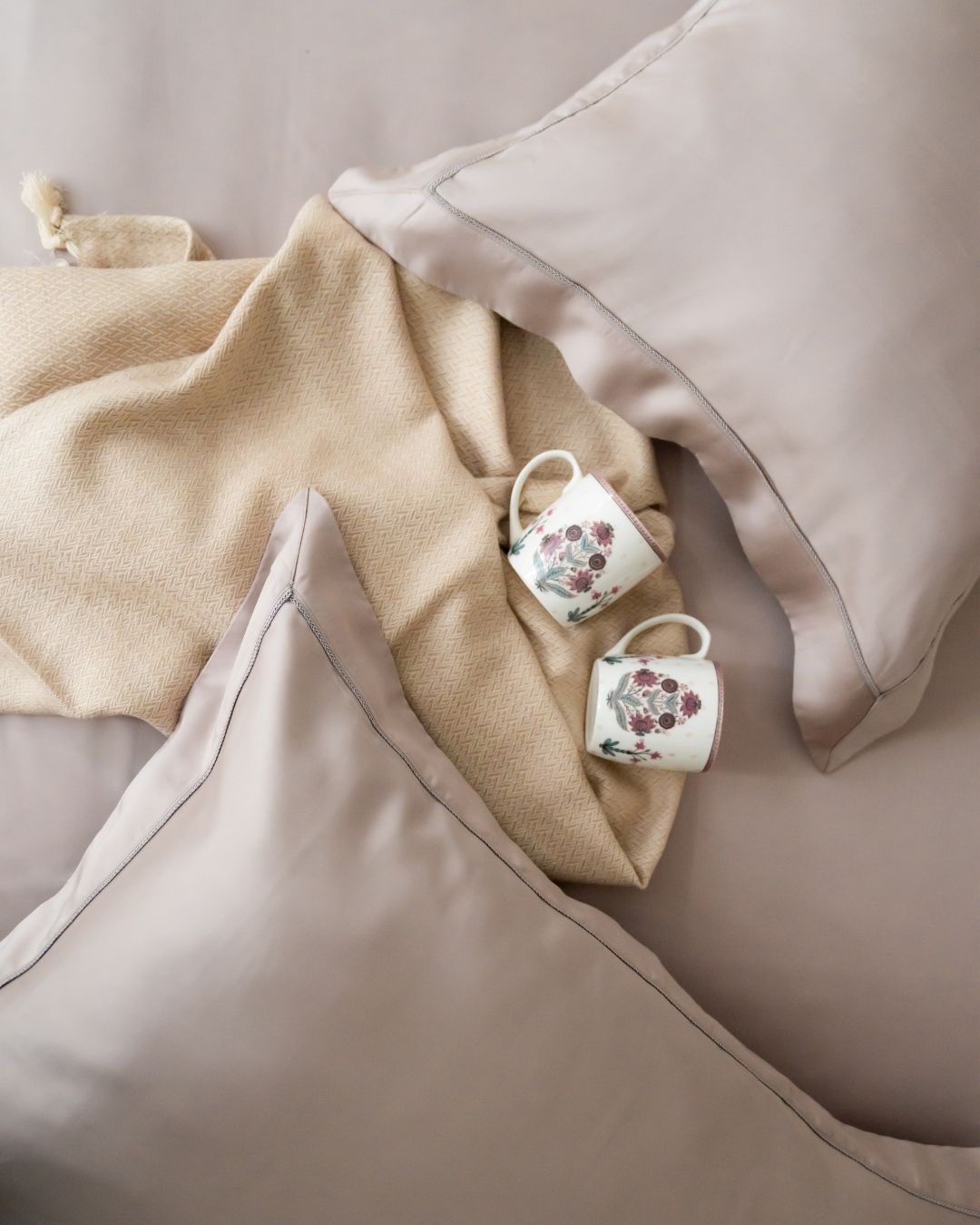 Lavender Tencel Bedsheet Set with Lace